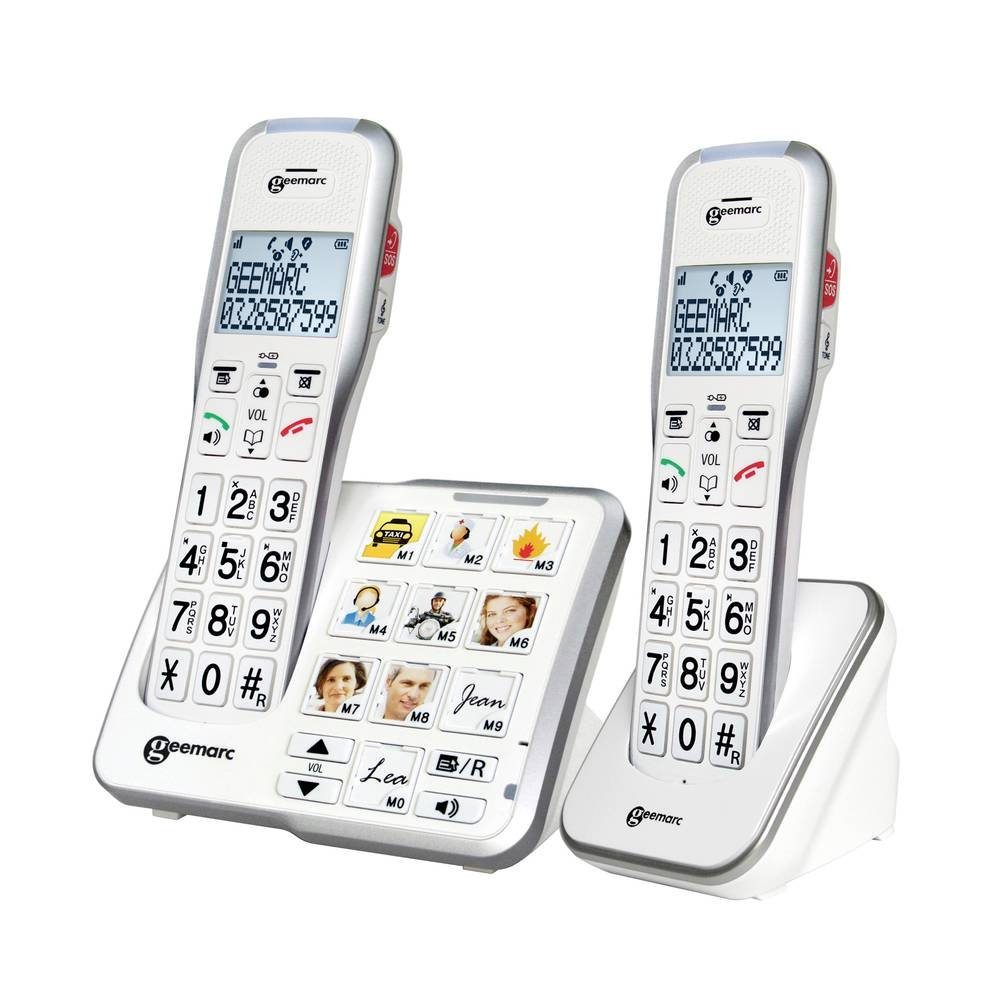 Geemarc schnurloses Seniorentelefon Seniorentelefon (Anrufbeantworter, Foto-Tasten)