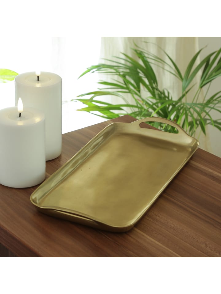 MARELIDA Dekotablett Dekoteller Serviertablett mit Griffen L: 36cm in gold günstig kaufen onesize