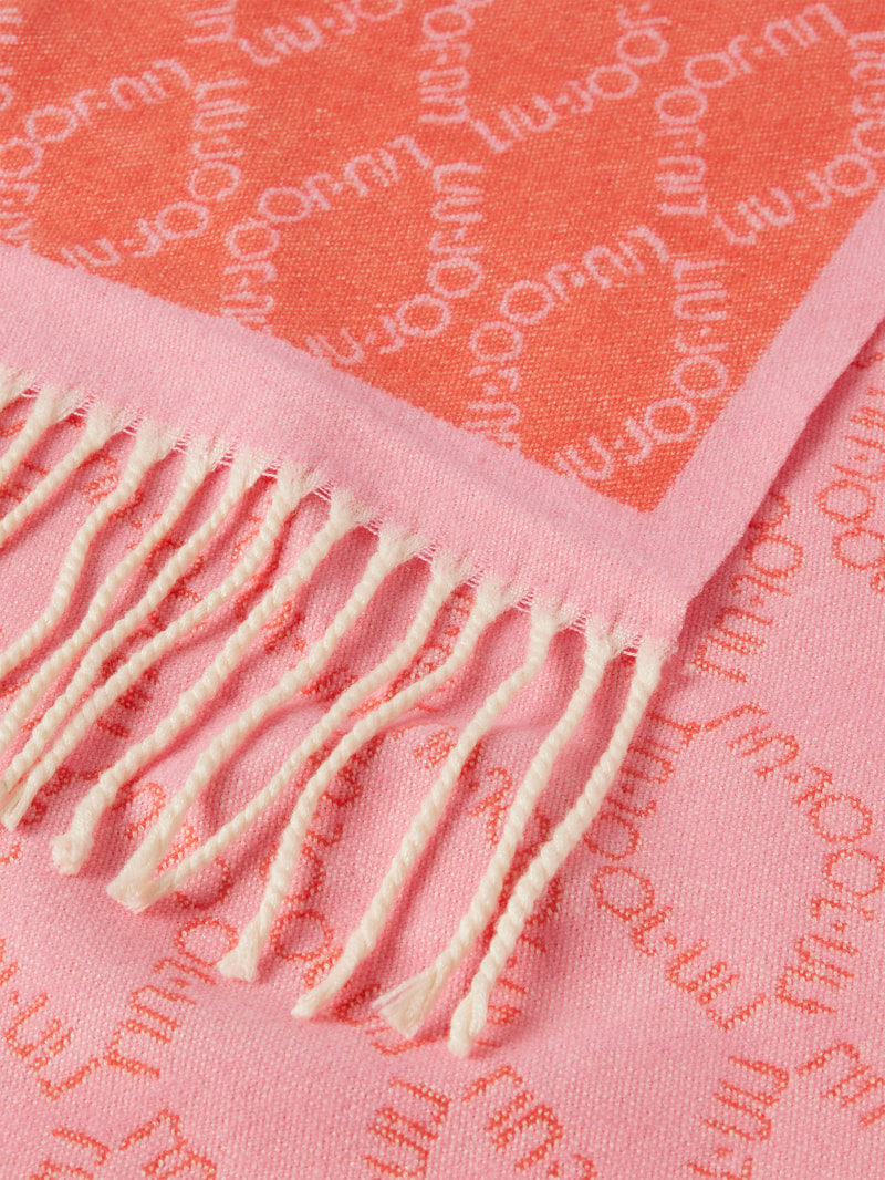 Schal mit Allover-Label-Stitching Modell 'Stola Jaquard' in rosa