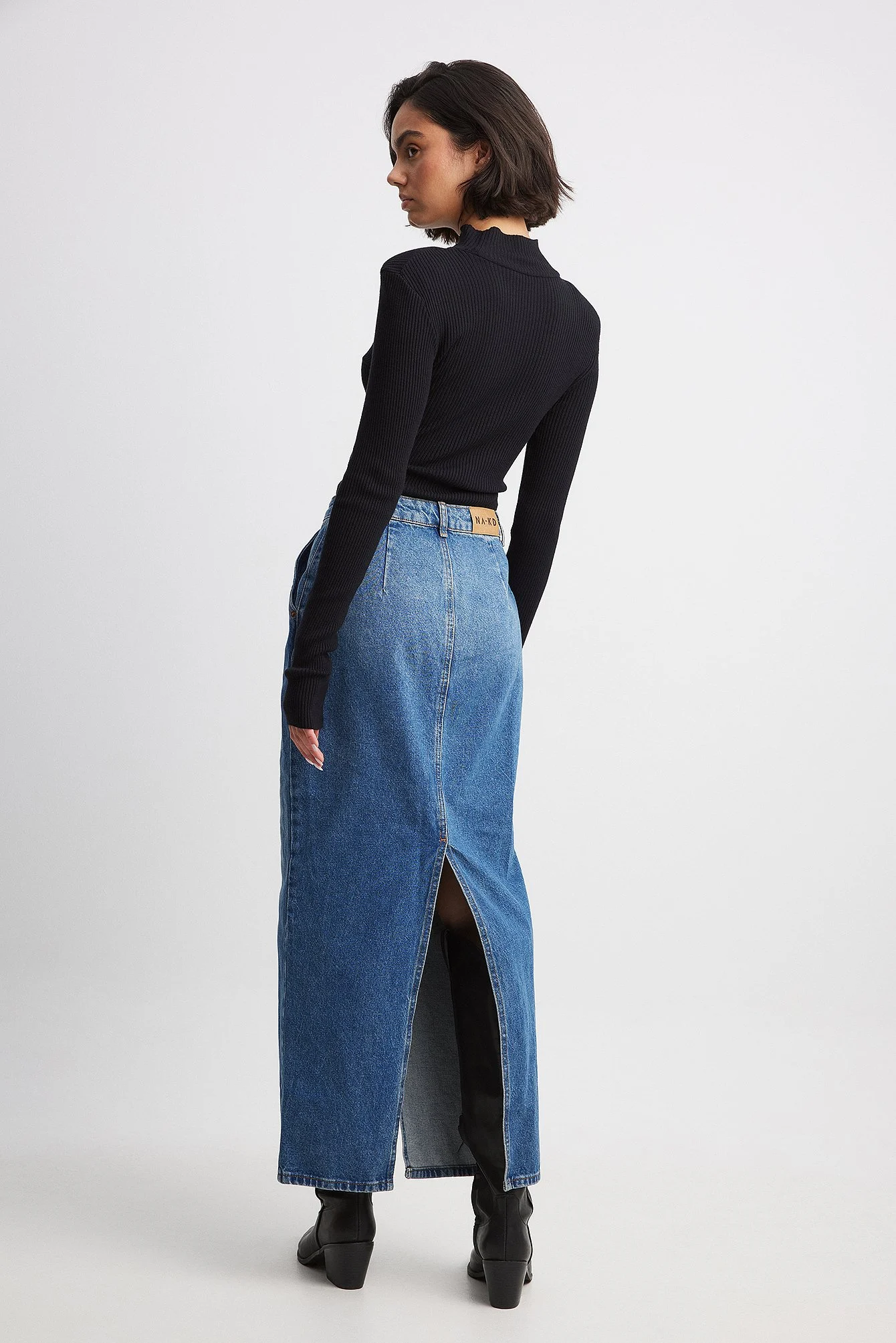Jeans-Maxirock mit Schlitzdetail