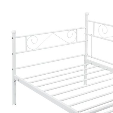en.casa Metallbett, Kerava Bettsofa mit Lattenrost Tagesbett 90x200cm Stahl Weiß