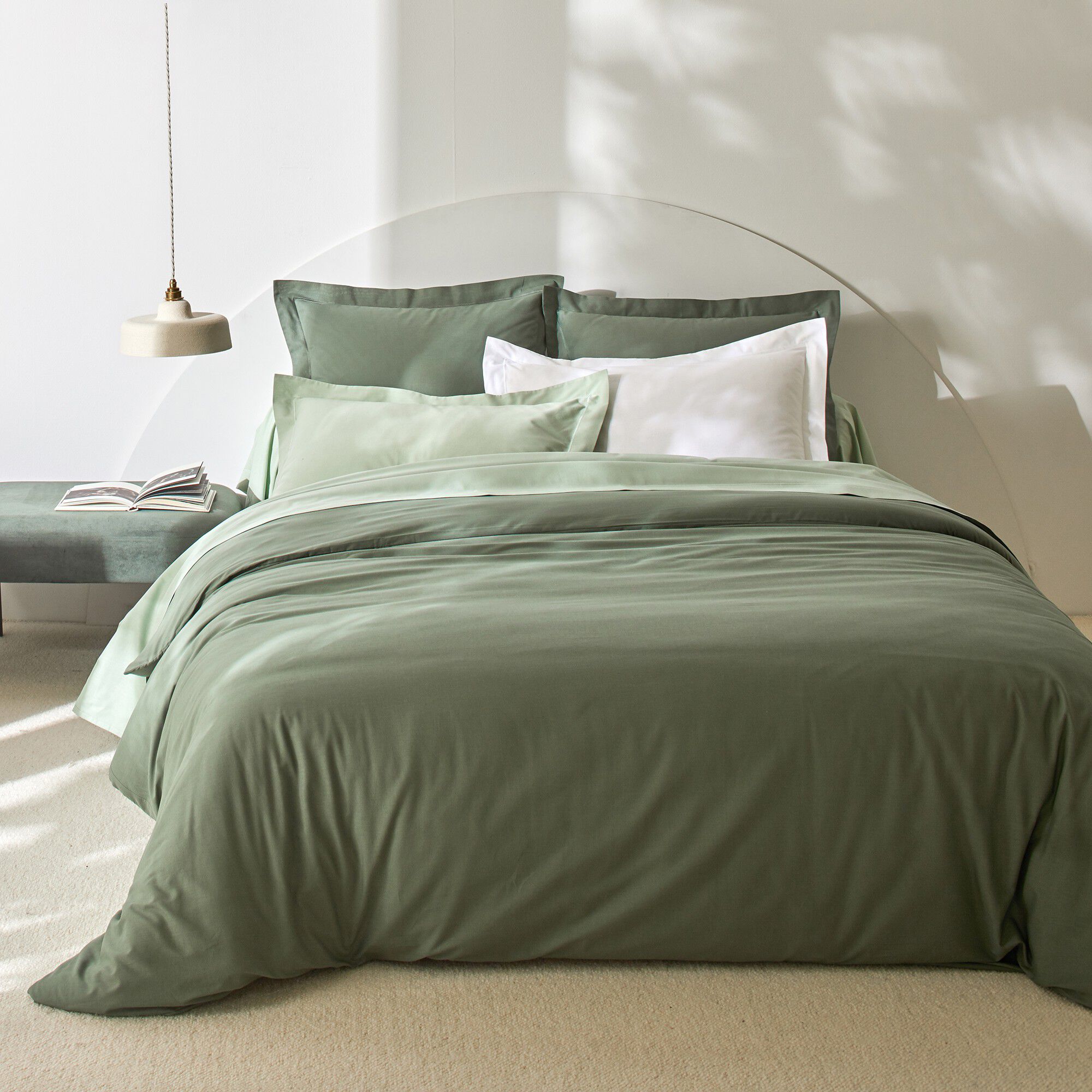 Linge de lit uni polyester-coton Colombine