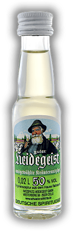 Heidegeist Kräuterschnaps 0,02 Liter Heidegeist Kräuterschnaps 0,02 Liter Spirituosen-Spezialität aus ausgewählten Kräutern und 50 %Vol. Alkohol. 0,02	 Liter - Vol 50%
