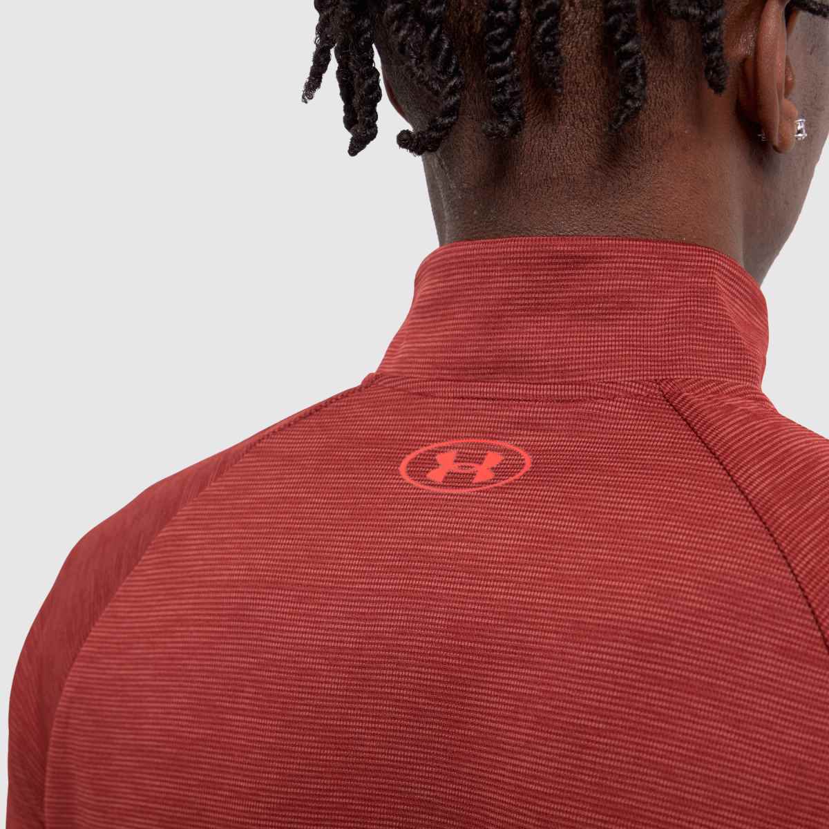 Under Armour – Röda tech-tröjor med textur och halv dragkedja