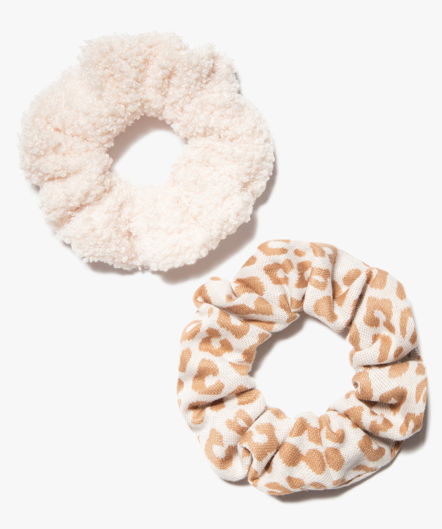 Chouchous femme en velours et fourrure imitation (lot de 2) beige | GEMO