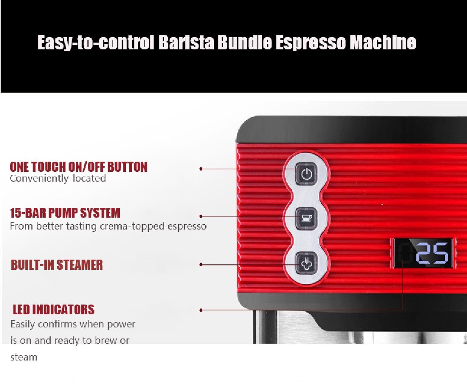 YOSHAN Espressomaschine Semi automatische Espresso Machine 3601 GM, Korbfilter Durchmesser 58mm