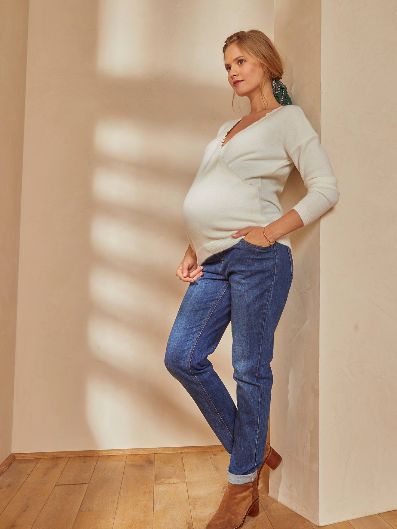 Vertbaudet Wendbarer Pullover für Schwangerschaft & Stillzeit - weiß
