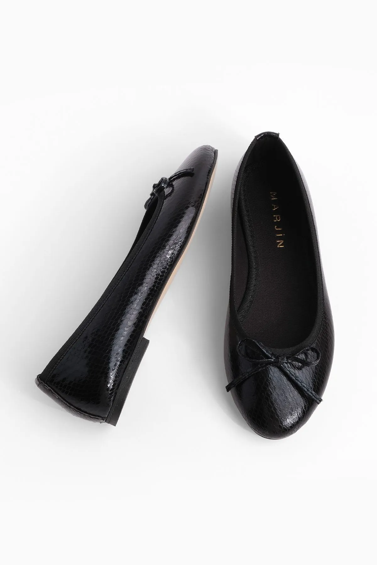 Marjin  Damen Ballerinas mit runder Spitze Adusa Black Snake