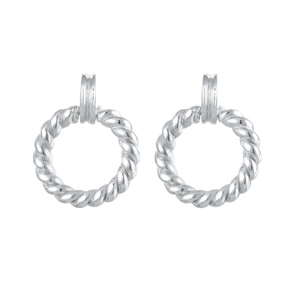 Elli Elli Boucles d'Oreilles Clous d'oreilles pour femmes ronds torsadés en argent ste Boucles d'oreilles