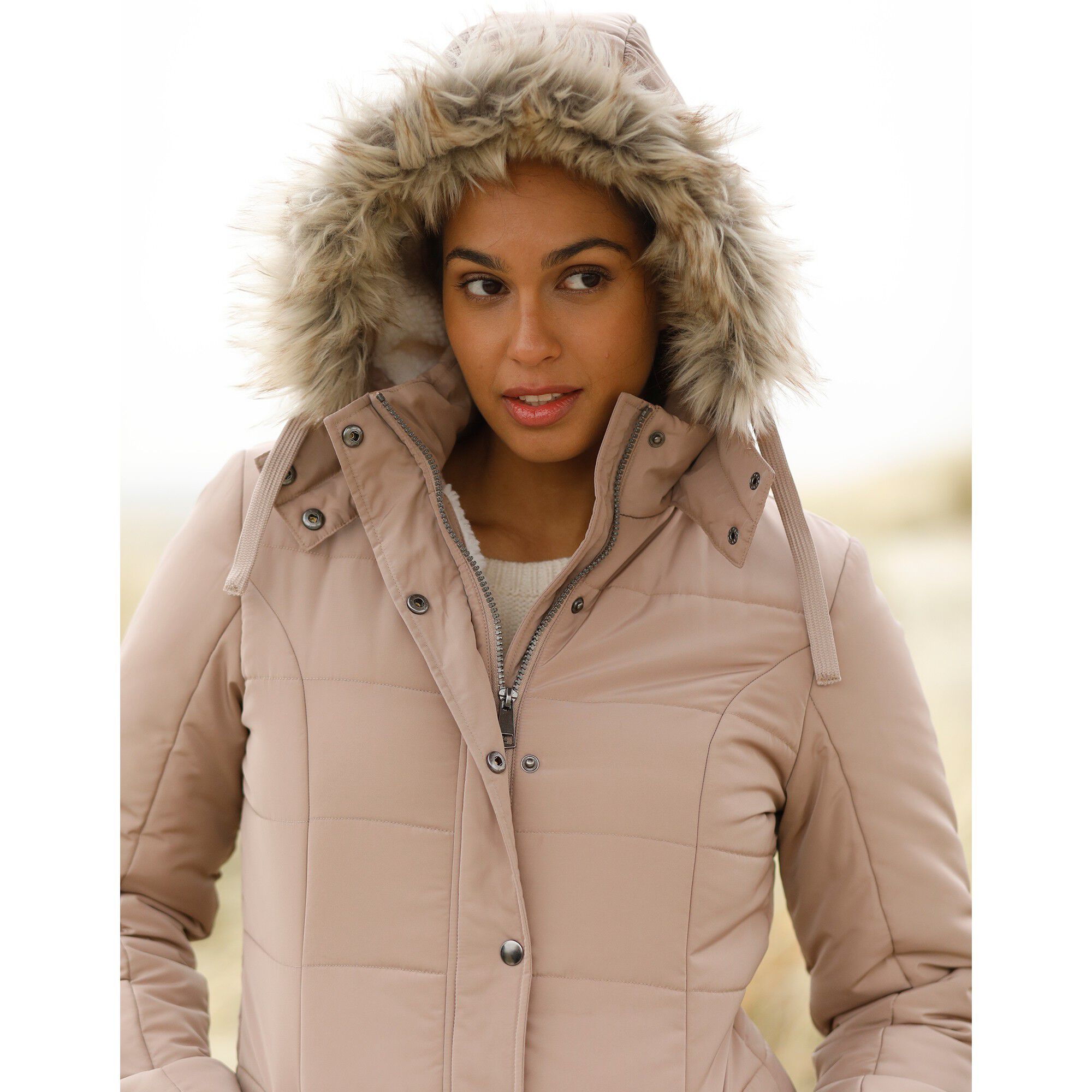 Doudoune à capuche imperméable, doublée maille peluche