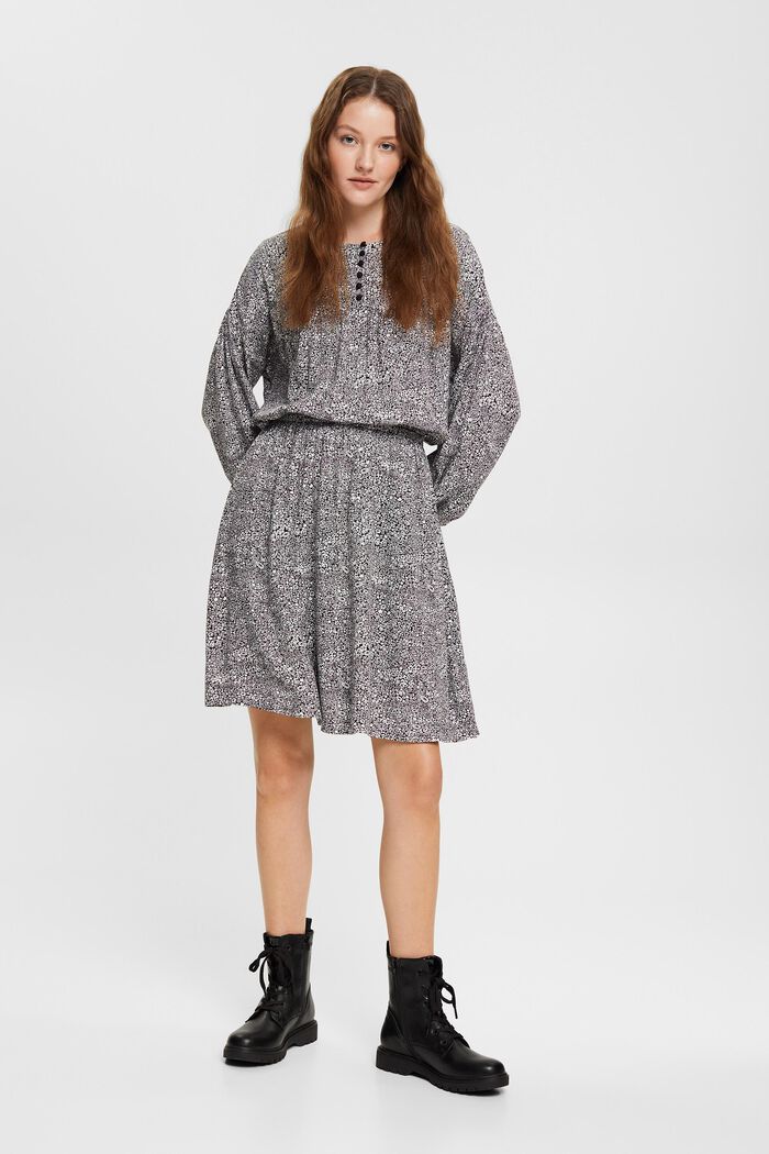 Geblümtes Kleid mit langem Arm, LENZING™ ECOVERO™