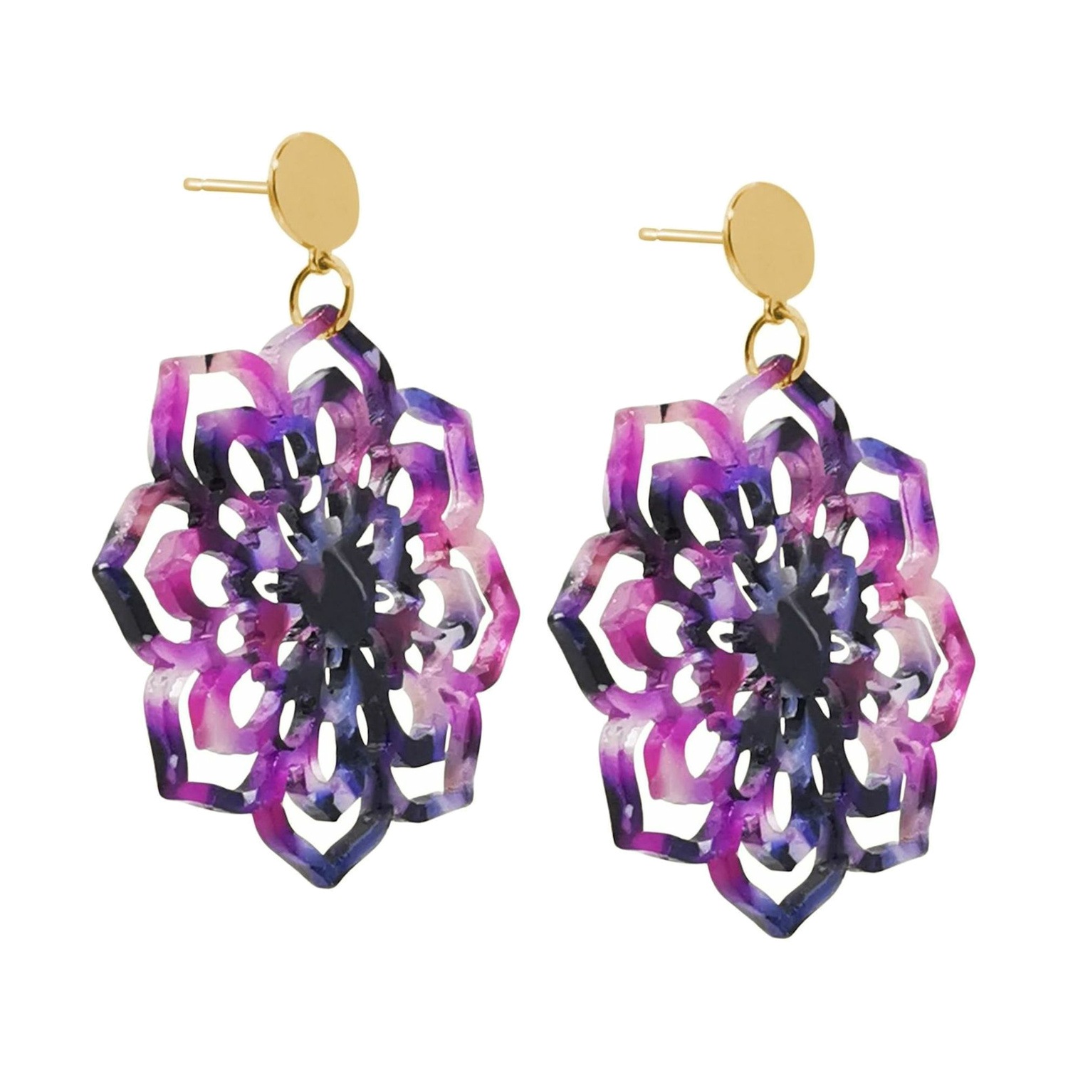 Ohrhänger 'PURPLE BERRY Schildpatt Harz Blumen'