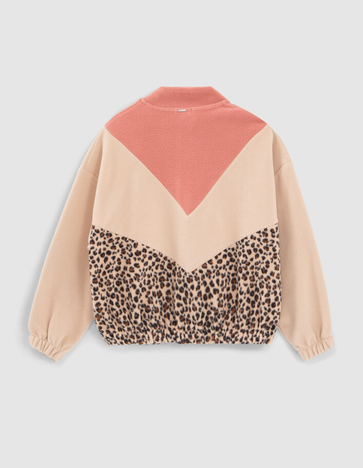 Sweat beige polaire esprit color block fille