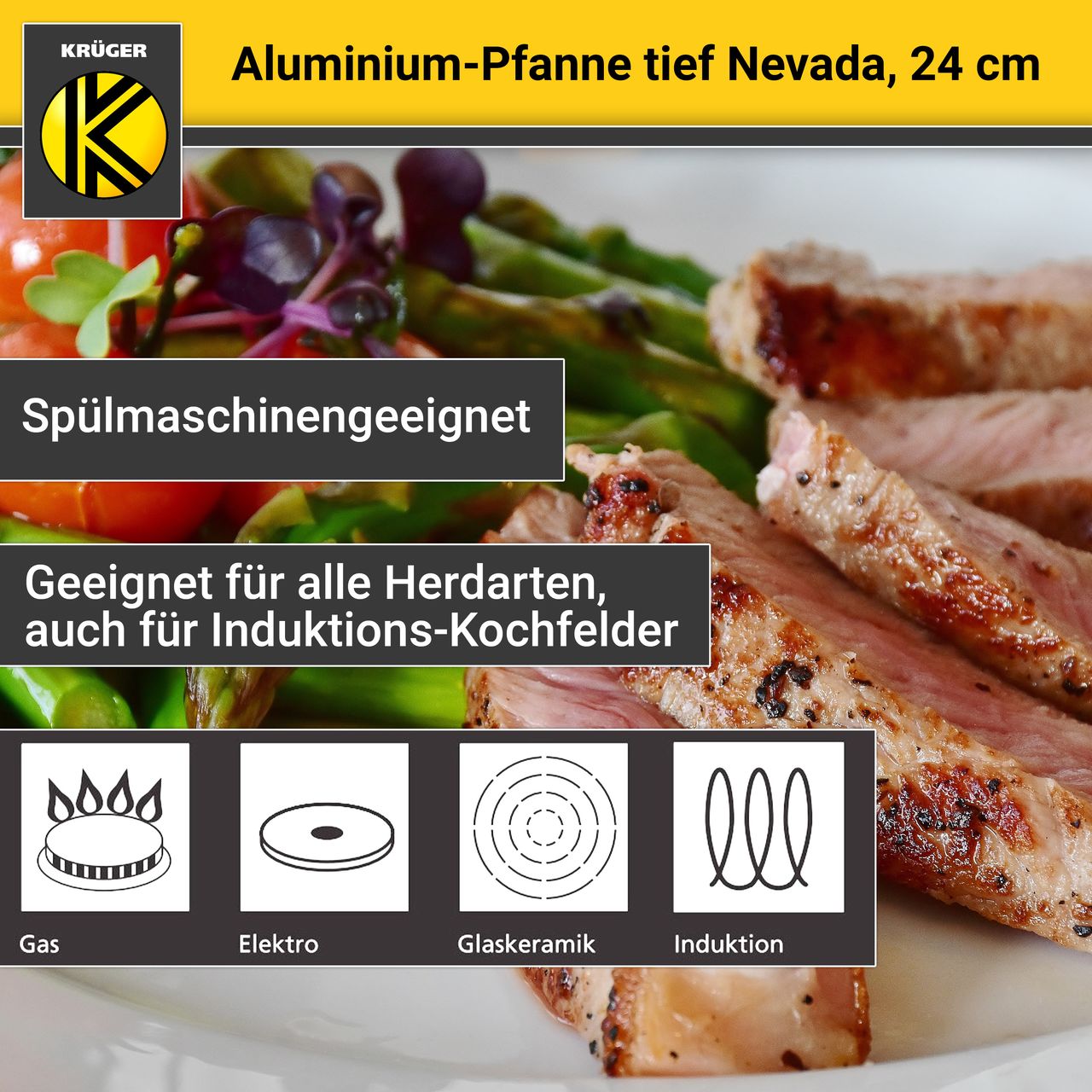 Karl Krüger Aluminium Pfanne NEVADA tief, 24 cm