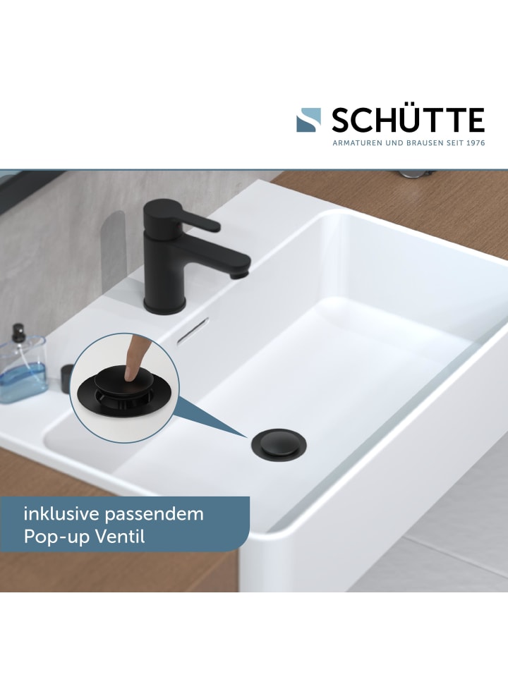 Schütte Waschtischarmatur DENVER in Schwarz matt mit PopUp - (L) 15 x (B) 5 x (H) 13 cm günstig kaufen onesize