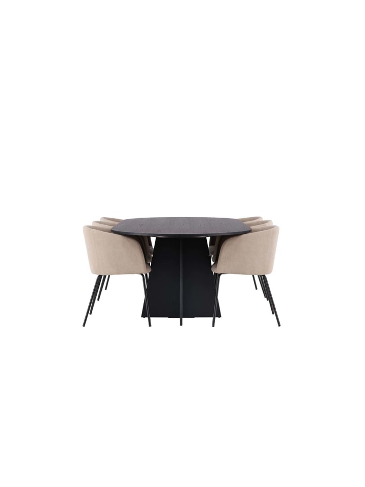 ebuy24 Essgruppe Bootcut 19 ( 7-teilig) Schwarz 115 x 230 cm günstig kaufen onesize