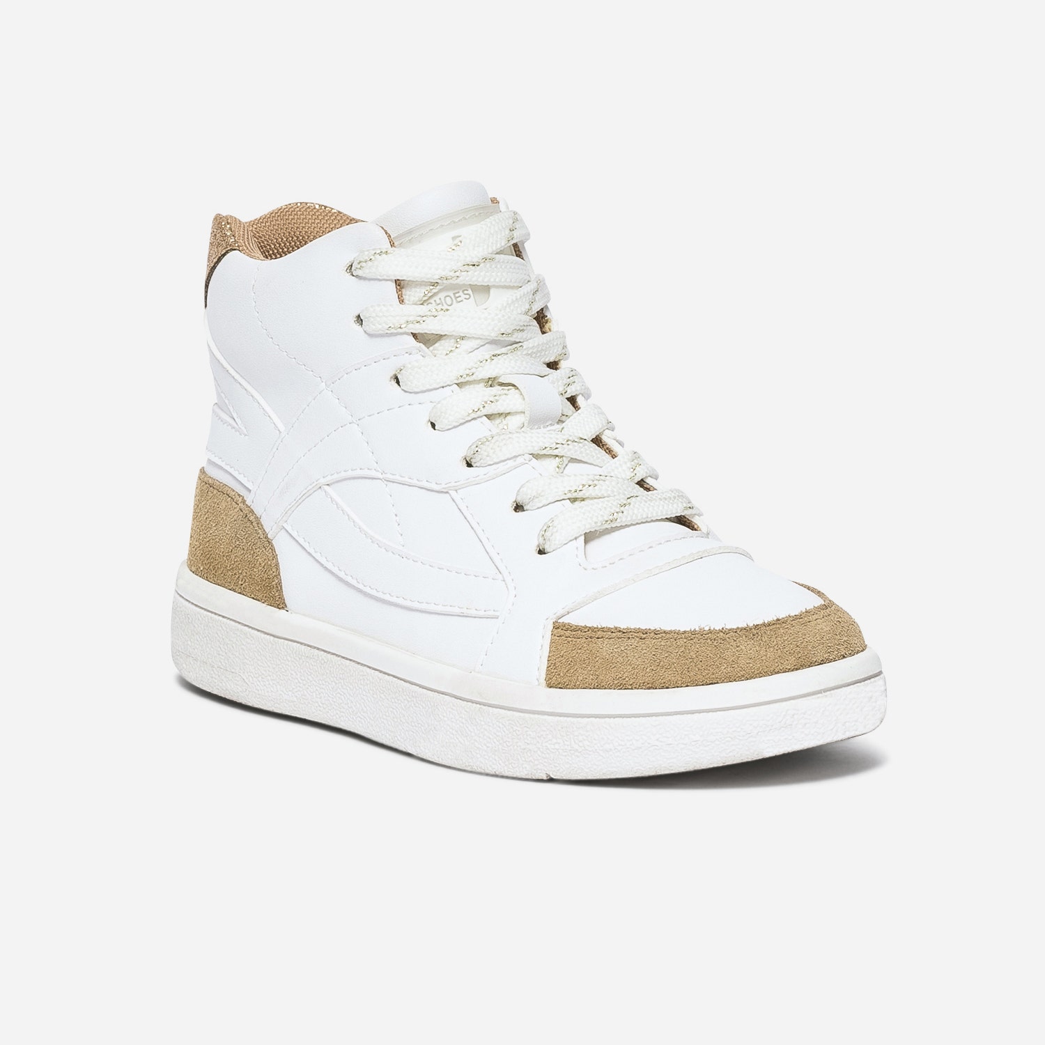 Basket BUGGY blanche bords marron