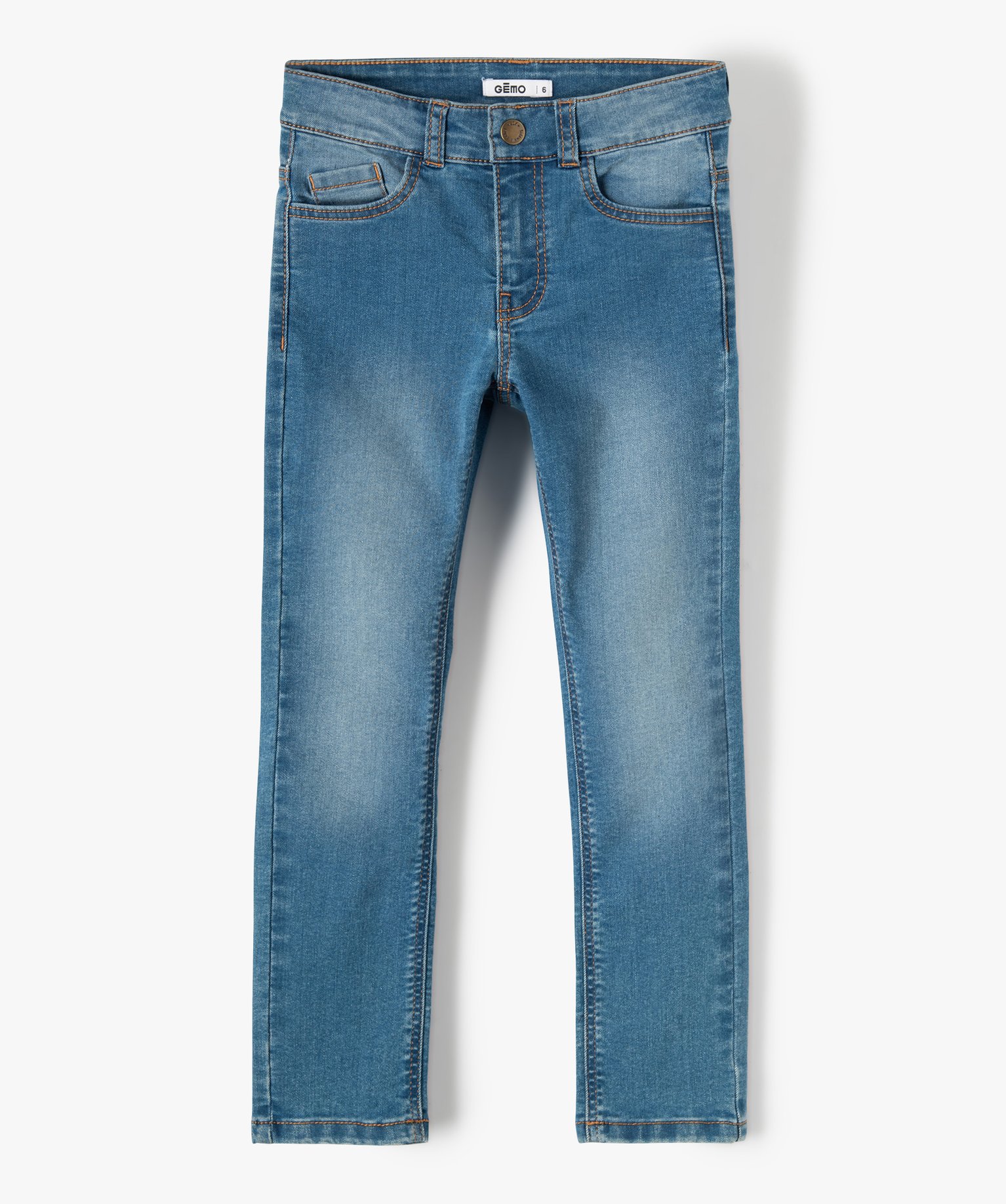 Jean Garçon coupe Slim légèrement délavé stone | GEMO
