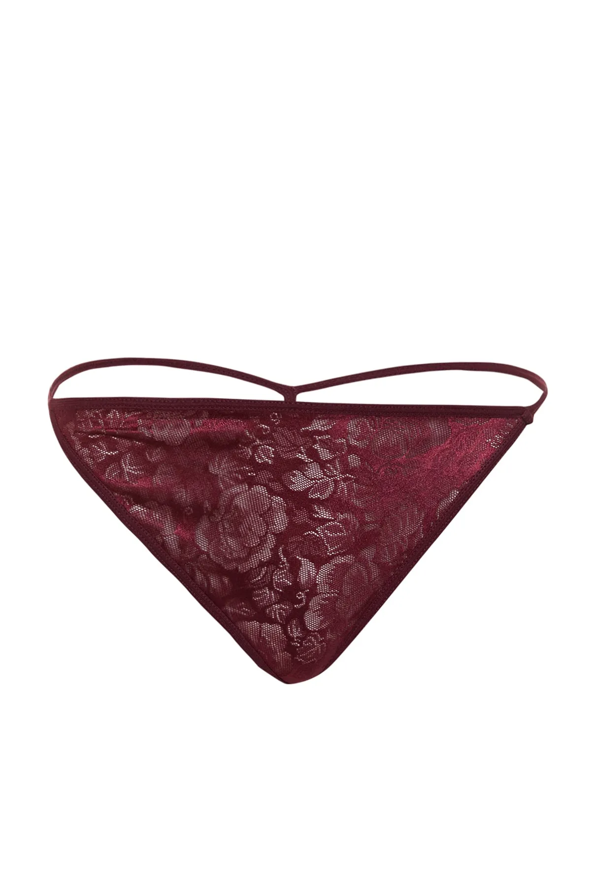 Trendyol Collection  Burgunderrotes Babydoll mit Spitzenhöschen und Seilriemen THMAW21LL0002