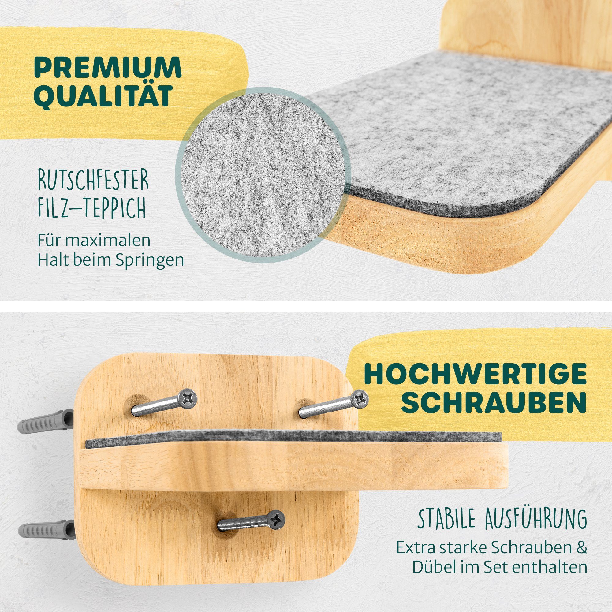 Happypet Katzen-Kletterwand CCLS, Katzentreppen 3er-Set - Designer Catwalk, Größe M 22 x 15 cm
