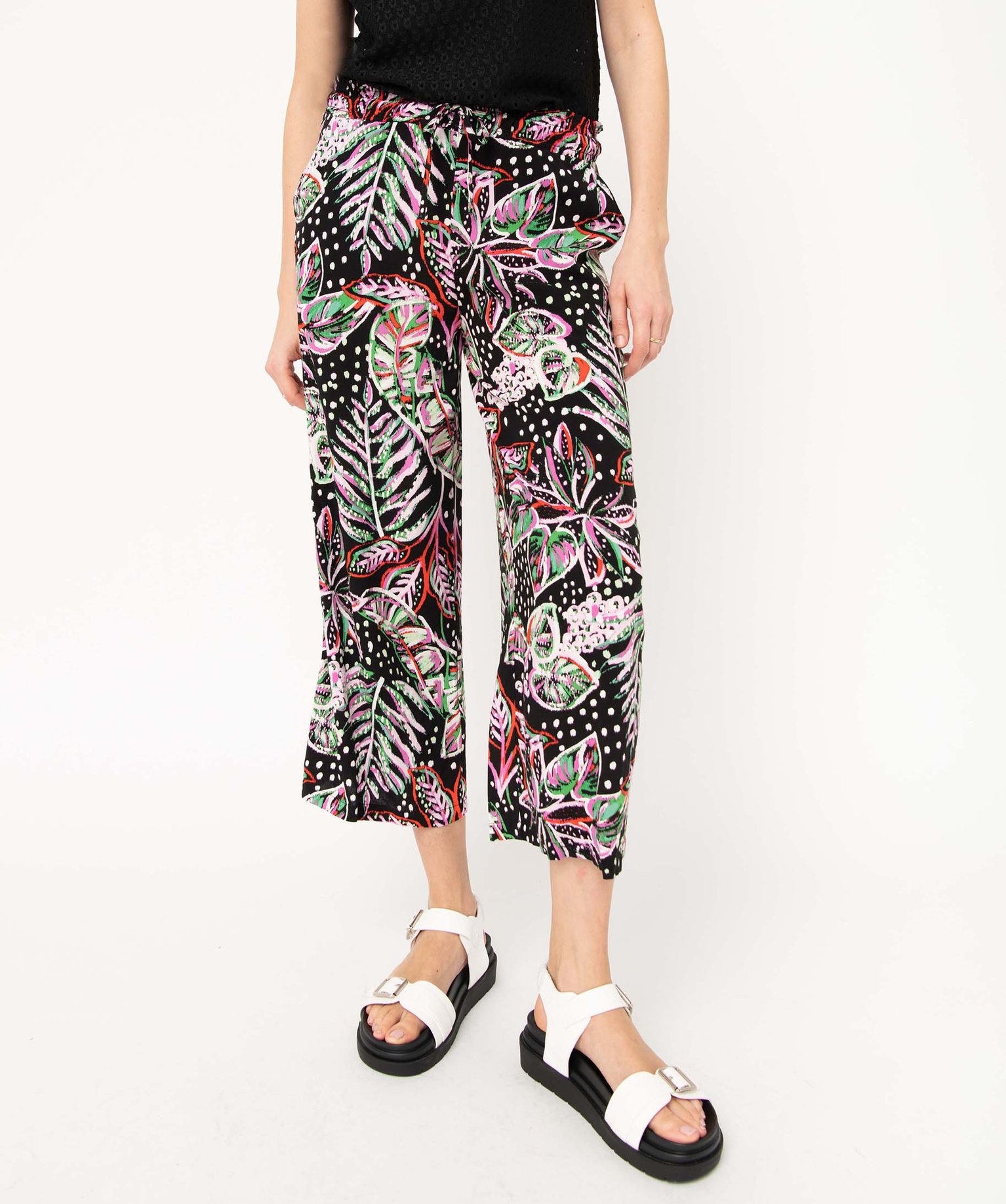 Pantacourt femme ample à motifs exotiques imprime | GEMO