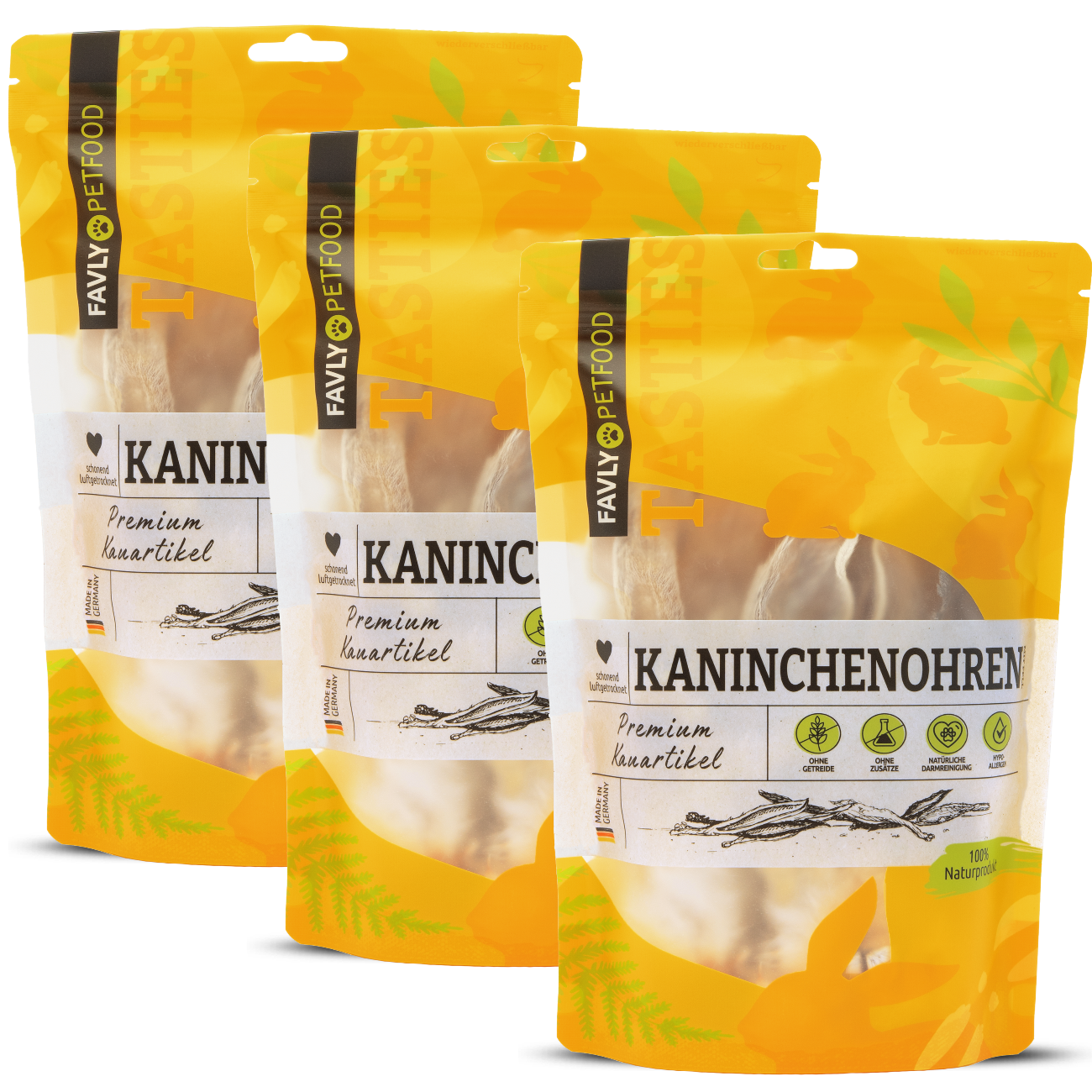 FAVLY Petfood Snacks FAVLY Petfood Kaninchenohren mit Fell 360 g