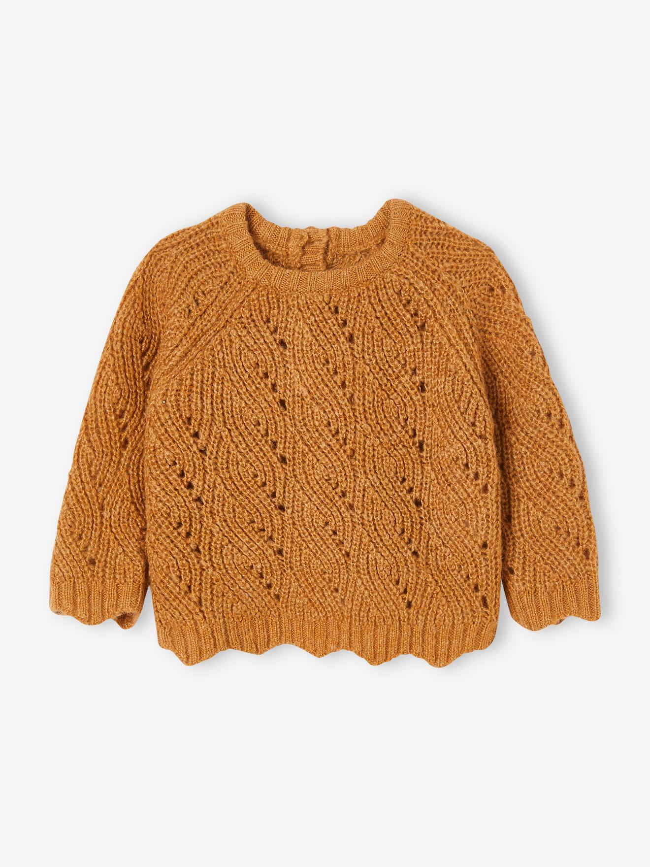 Pull en maille ajourée bébé jaune