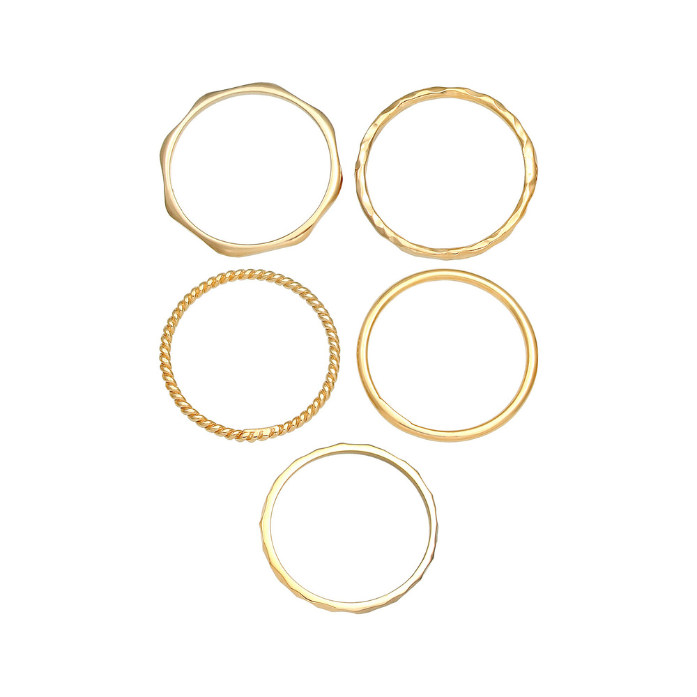 Elli Elli Bague Femmes Set Bande Empilage Minimaliste Tendance Blogueur Basique en Arg Bague