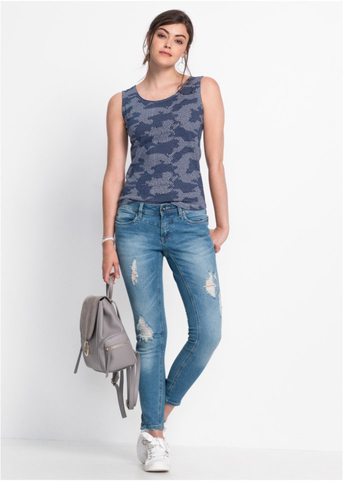 Stretch-Jeans mit Reißverschluss