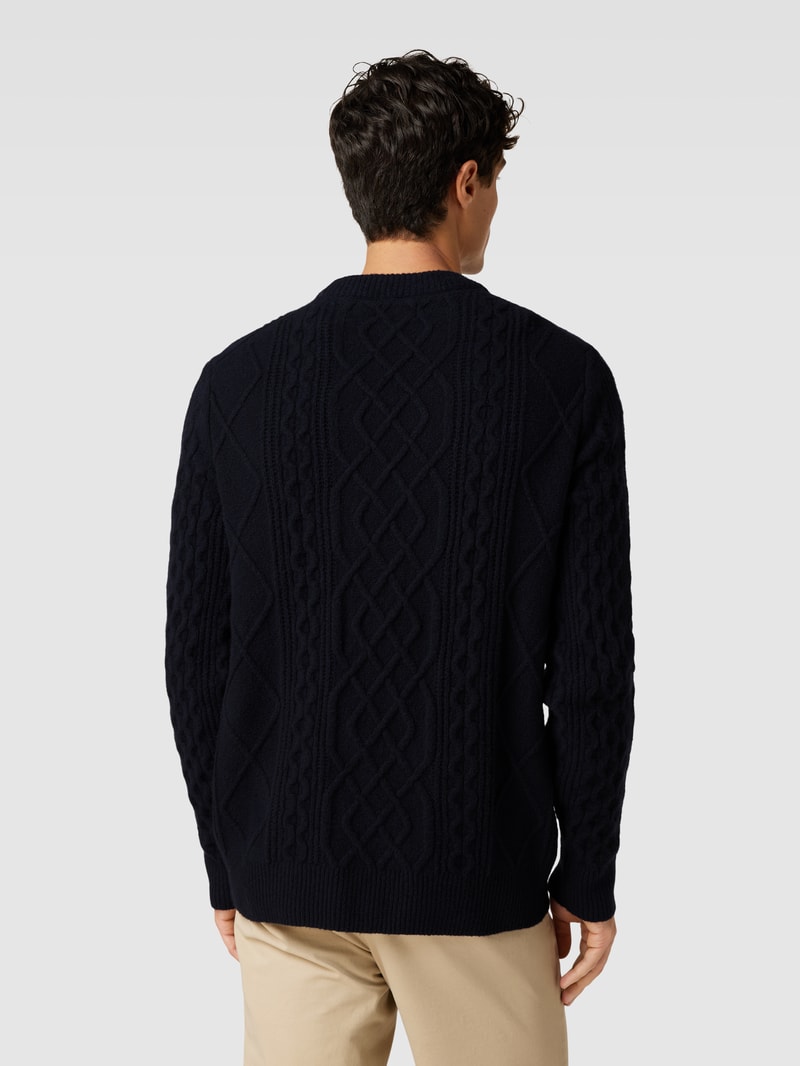 Strickpullover mit Strukturmuster in marineblau