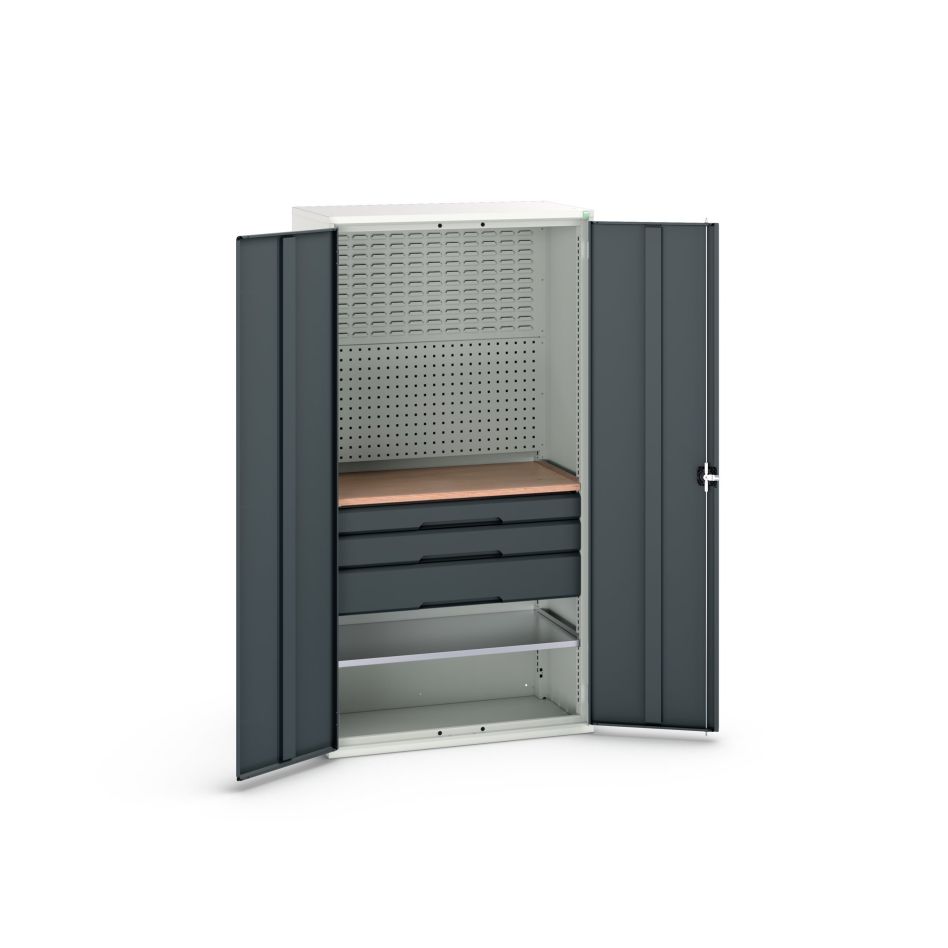 Bott 16926572.19 Verso systemskåp 1050x550x2000mm 1 hyllplan 3 lådor 1 perforerad bakpanel RAL 7016