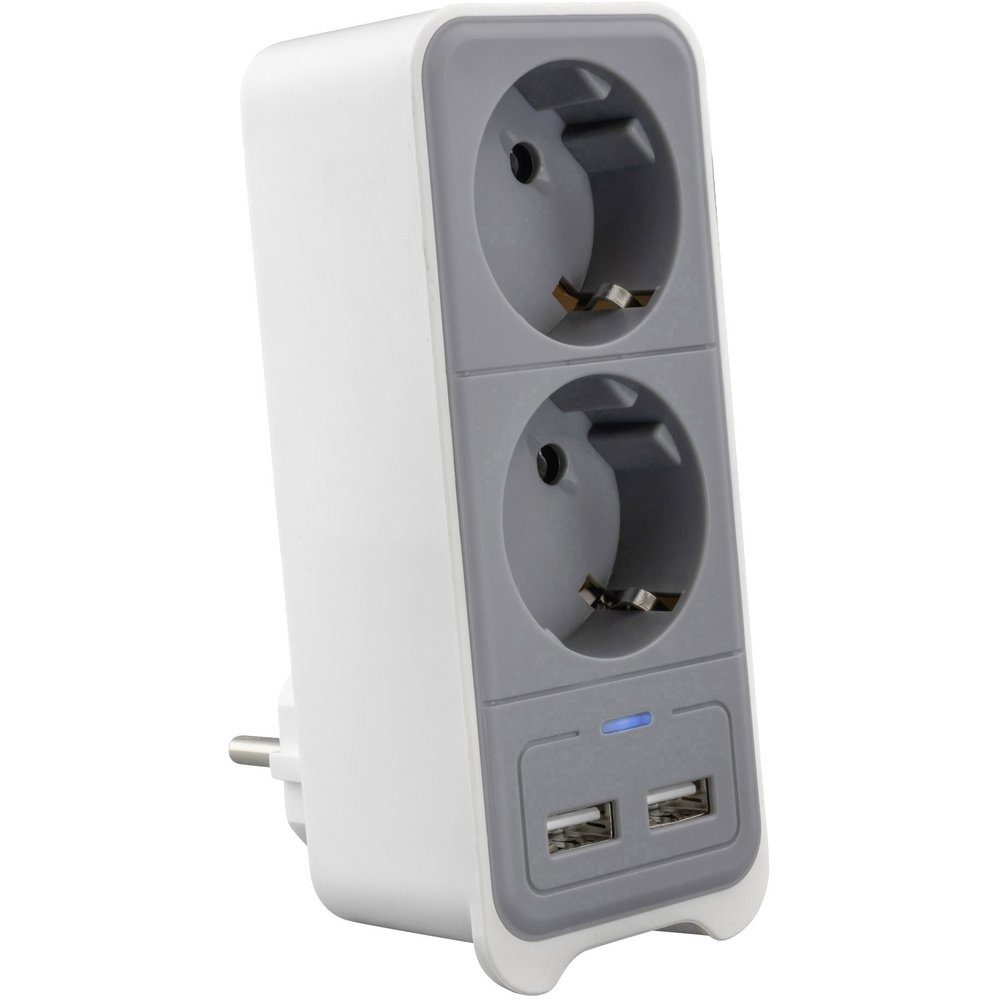 Caliber Caliber HPS1202U Zwischensteckdose mit USB 2polig Weiß, Grau Mehrfachsteckdose