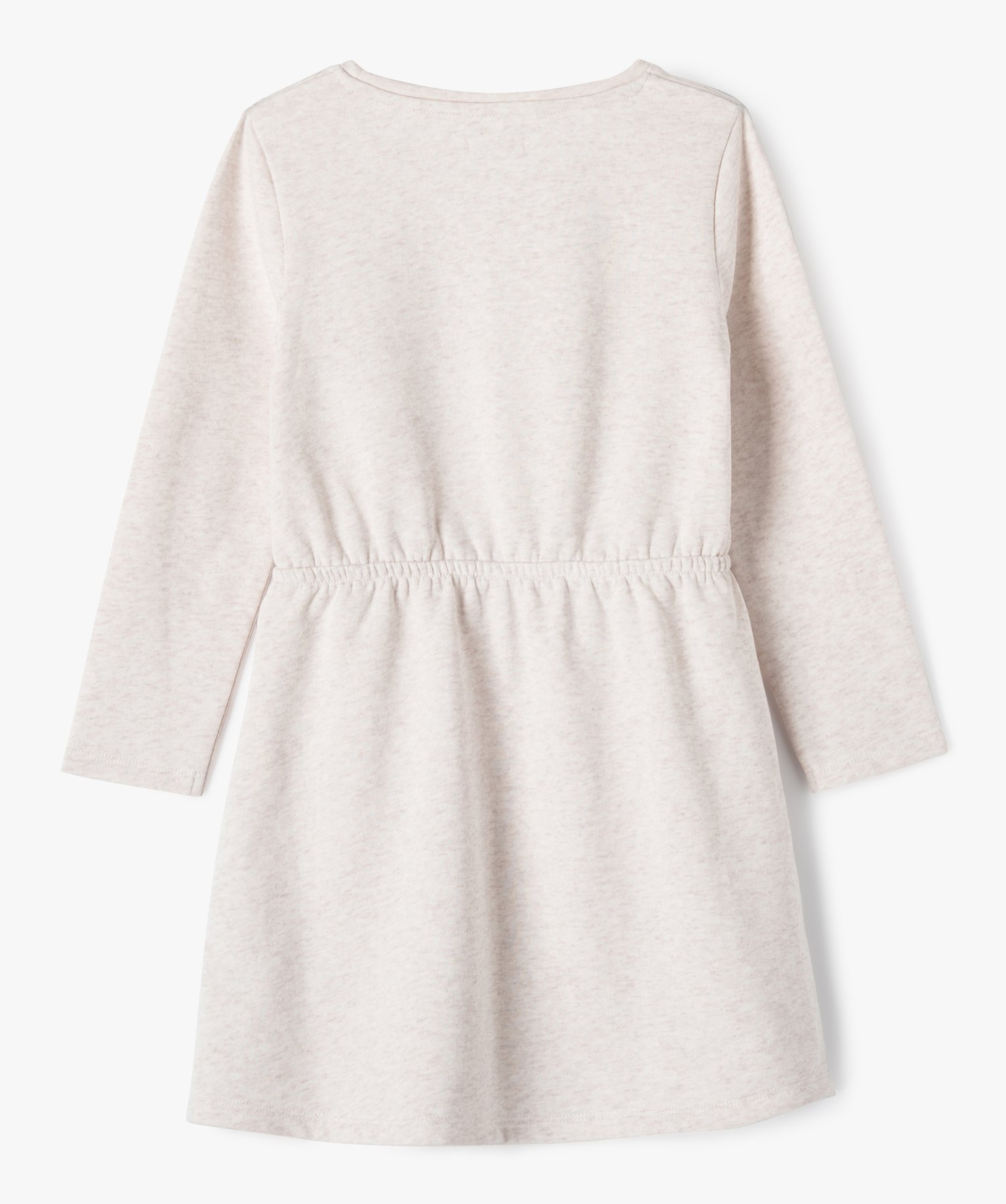Robe sweat à manches longues avec motif pailleté fille ecru | GEMO