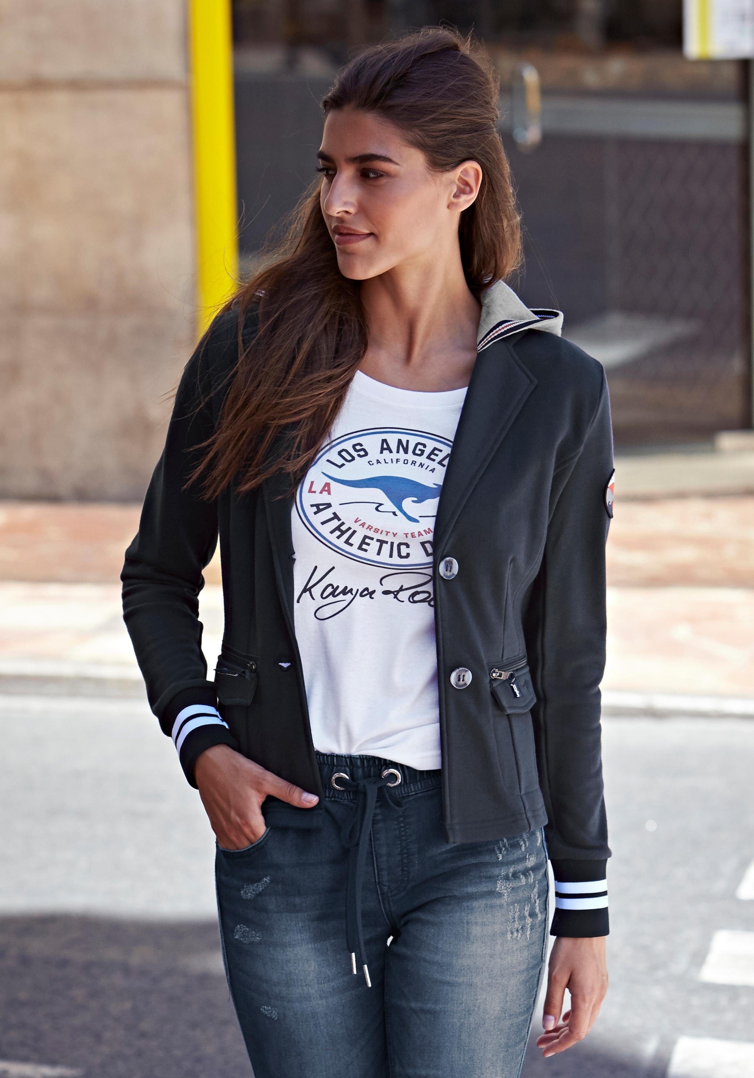 KangaROOS Sweatblazer mit vielen Details und abnehmbarer Kapuze