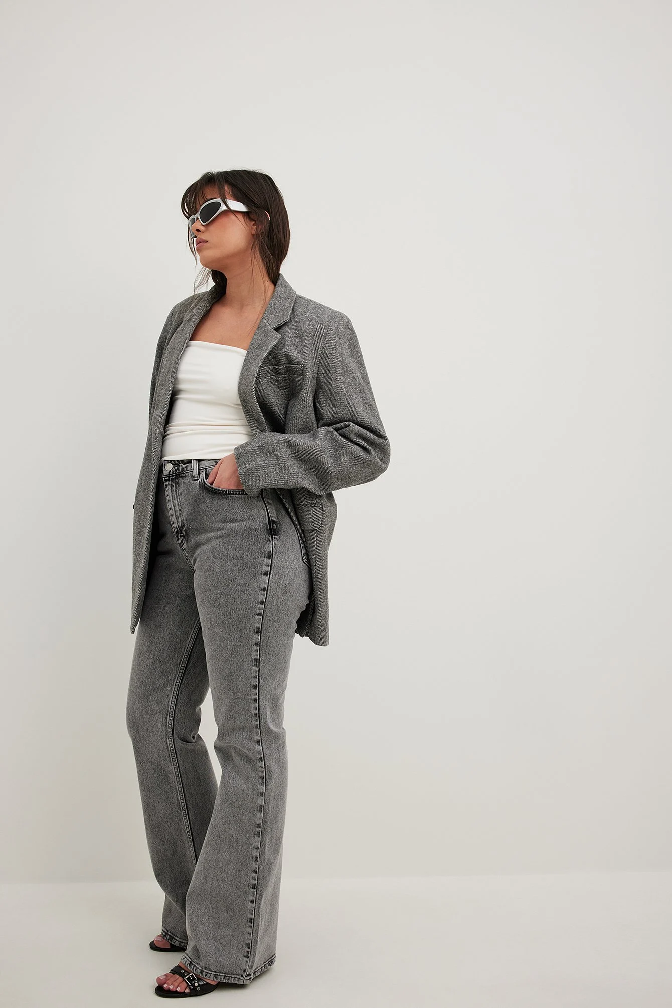 Ausgestellte Jeans mit hoher Taille