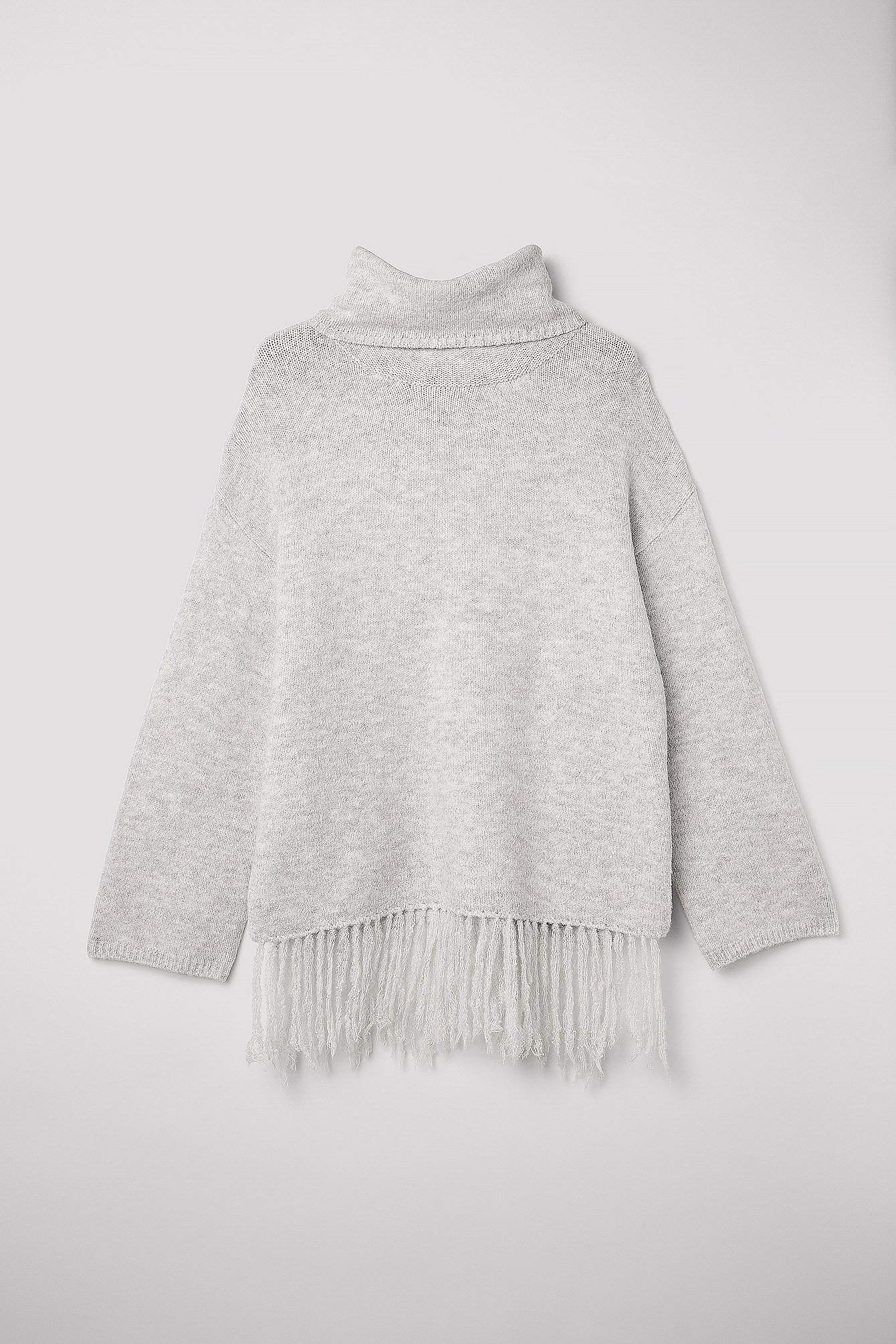 Rollkragenpullover aus Strick mit Fransen
