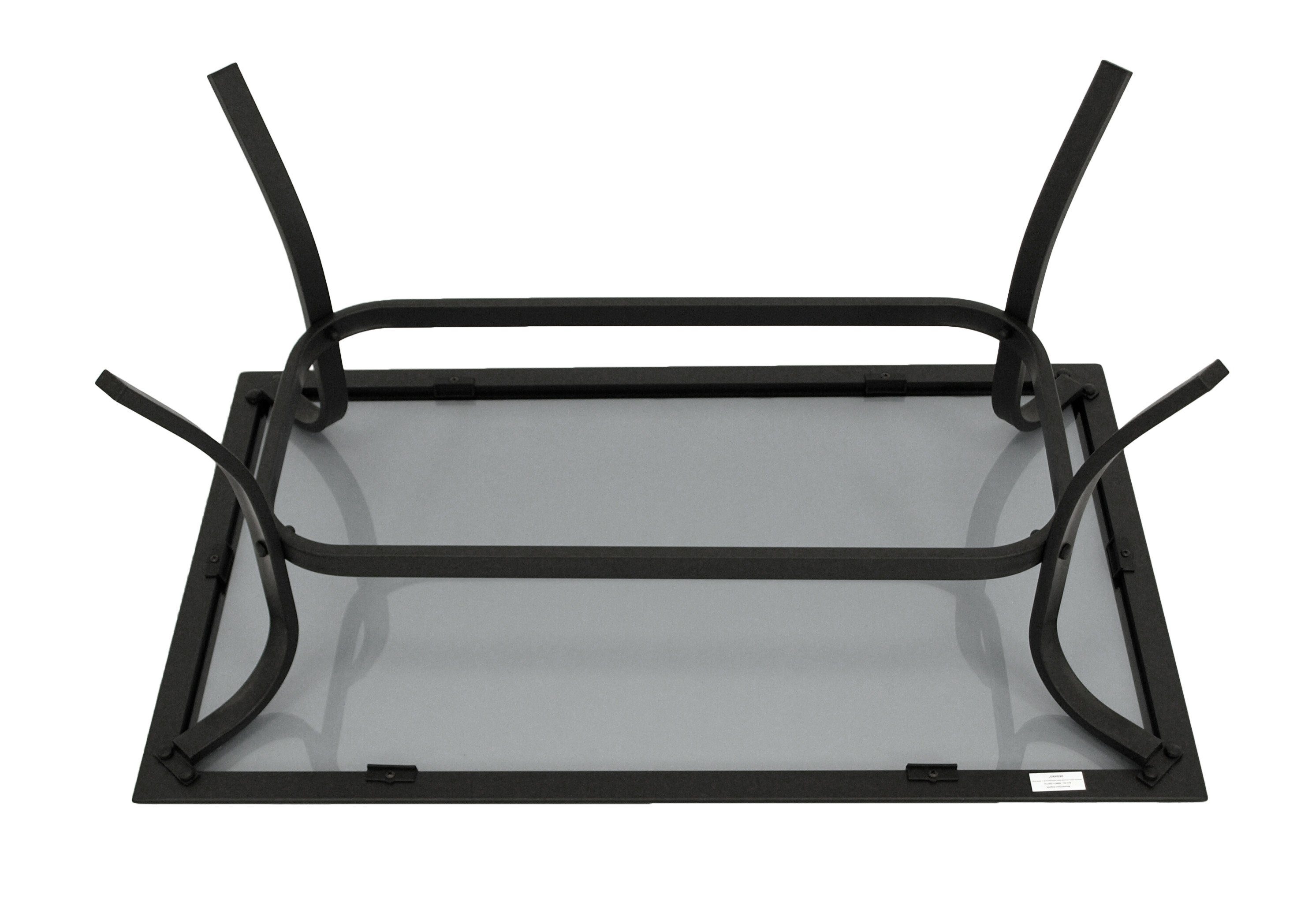 DEGAMO Beistelltisch ZAGREB gross, 102x61cm, Stahl schwarz + Glas, Indoor + Outdoor