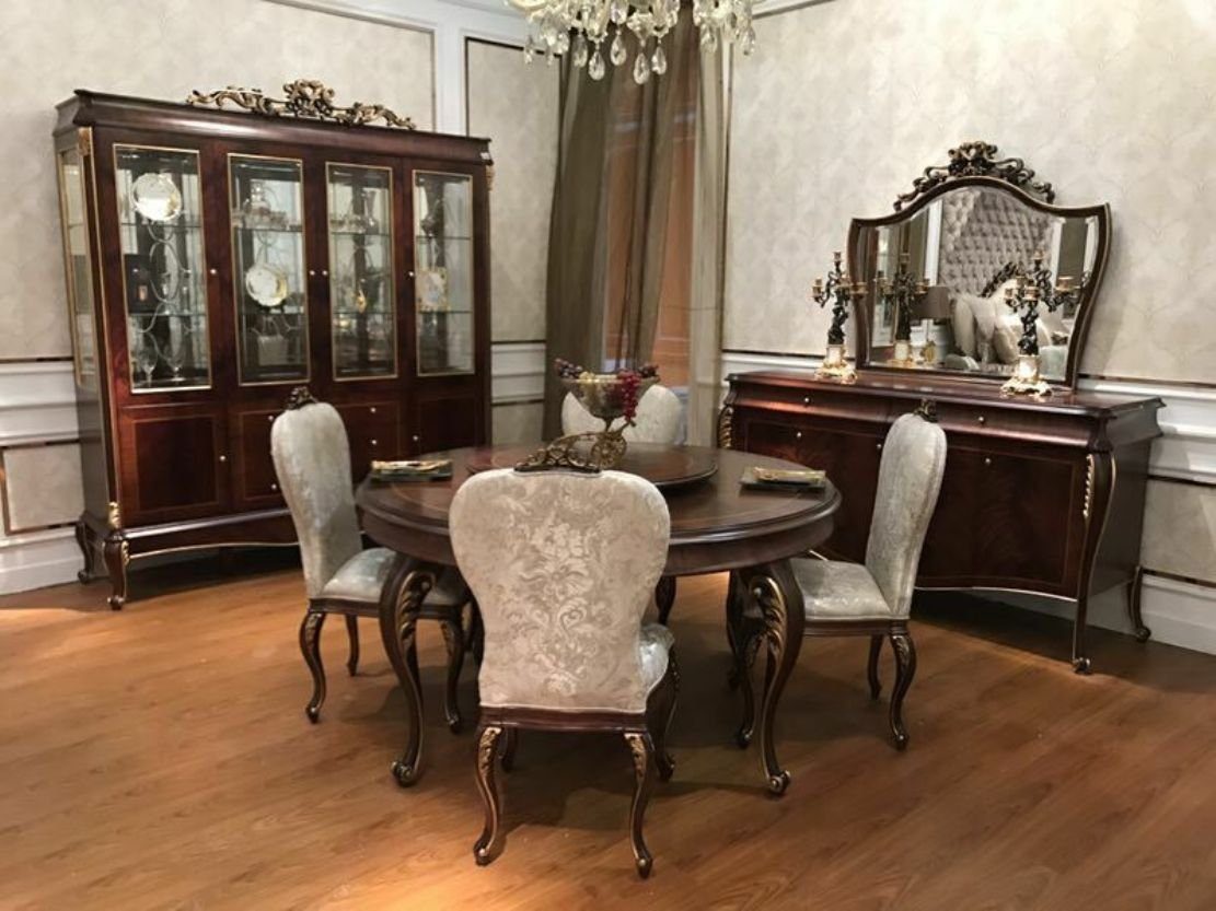 JVmoebel Esszimmer-Set, Runder Esstisch + 4 Stühle Stuhl Esszimmer Komplett Garnitur