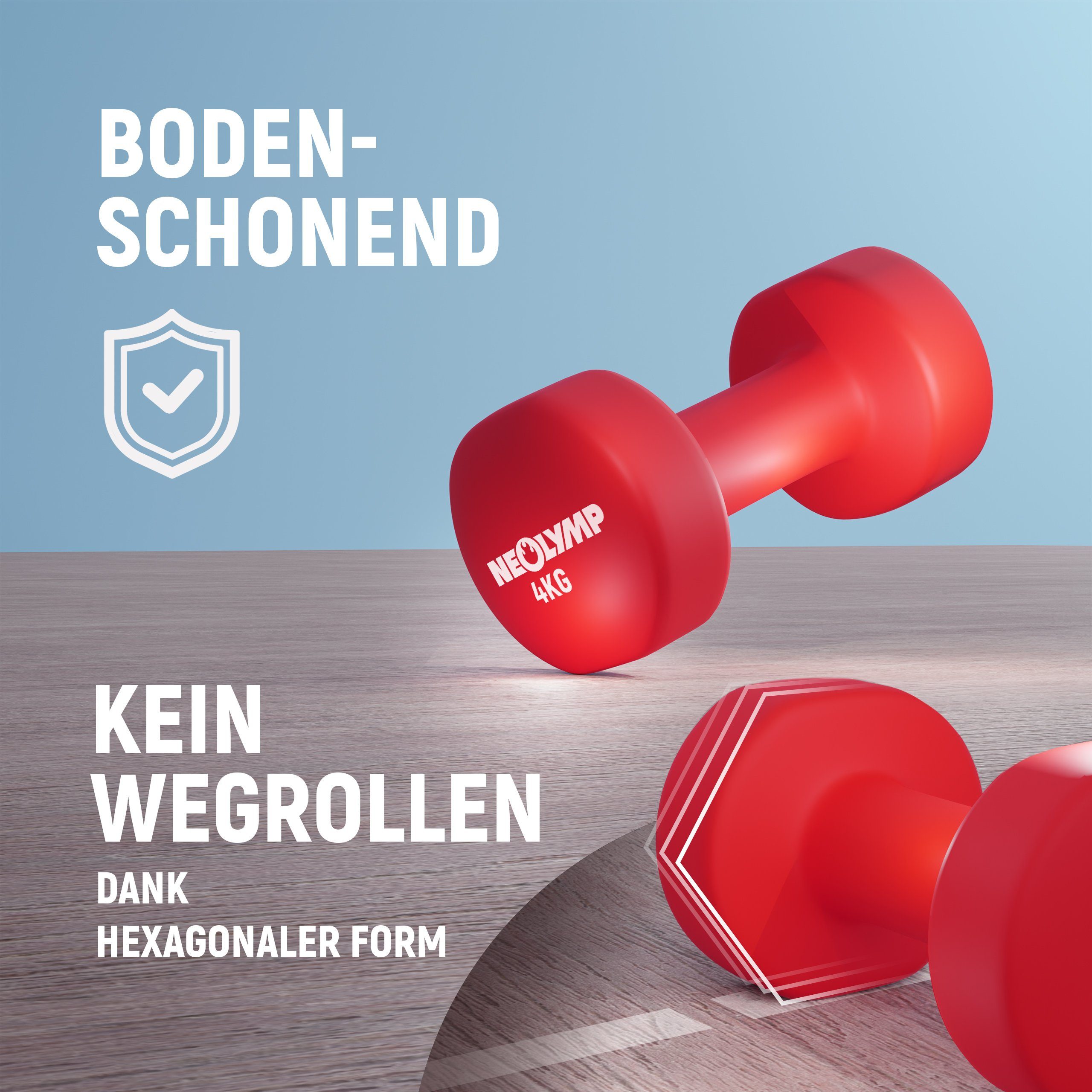 NEOLYMP Hantel-Set Premium Kurzhanteln, Neoprenhanteln, Silikonhanteln, ND210, (Set, 2er-Set, paarweise), Neopren, Anti-Rutsch, bodenschonend, Stahlkern, hexagonale Form,paarw.
