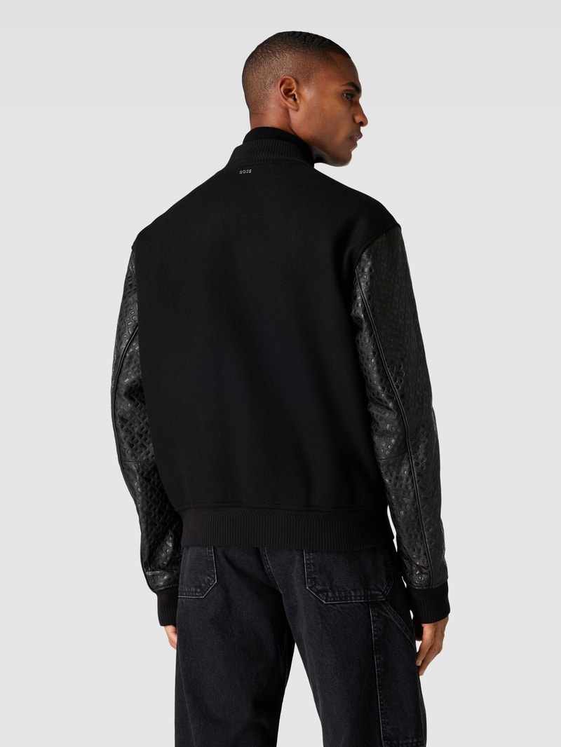 Blouson aus Schurwoll-Mix Modell 'Motiver' in schwarz