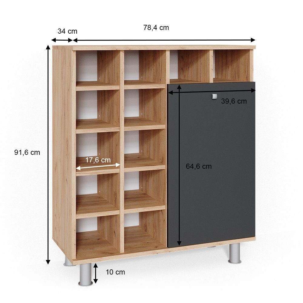 Vicco Wäscheschrank Badschrank mit Wäschekorb FYNN Goldkraft / Anthrazit
