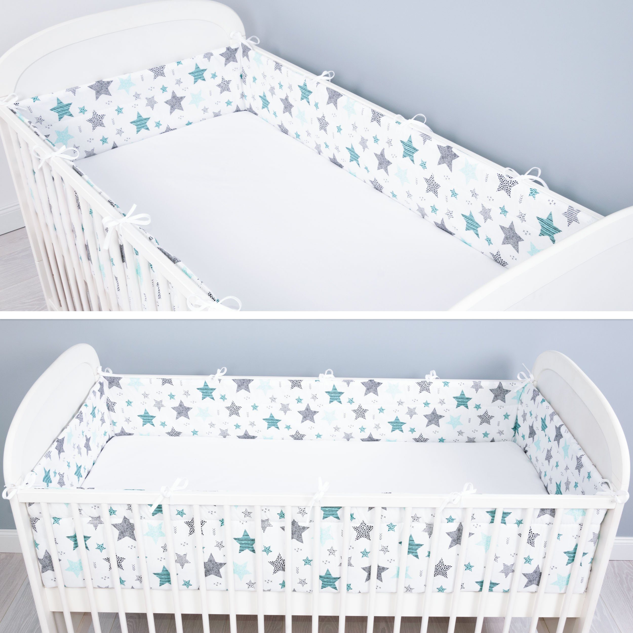 Amilian Bettnestchen Bettumrandung (Made in EU) 420x30 cm für Babybett, (140 x 70 cm geeignet (rundherum) mit Kantenschutz, Nestchen), Umrandungen, Bettausstattung, Bettschlange