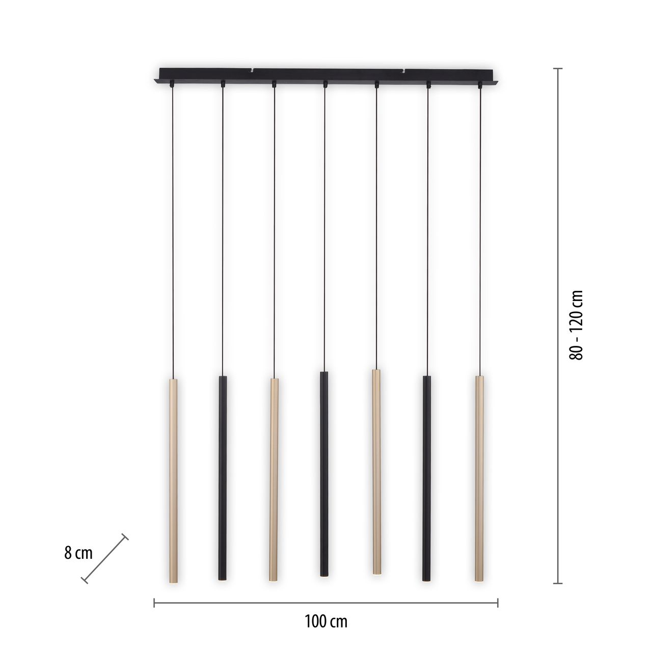 Paul Neuhaus LED Pendelleuchte FLUTE, stufenlos dimmbar, 3000 Kelvin, Schwarz