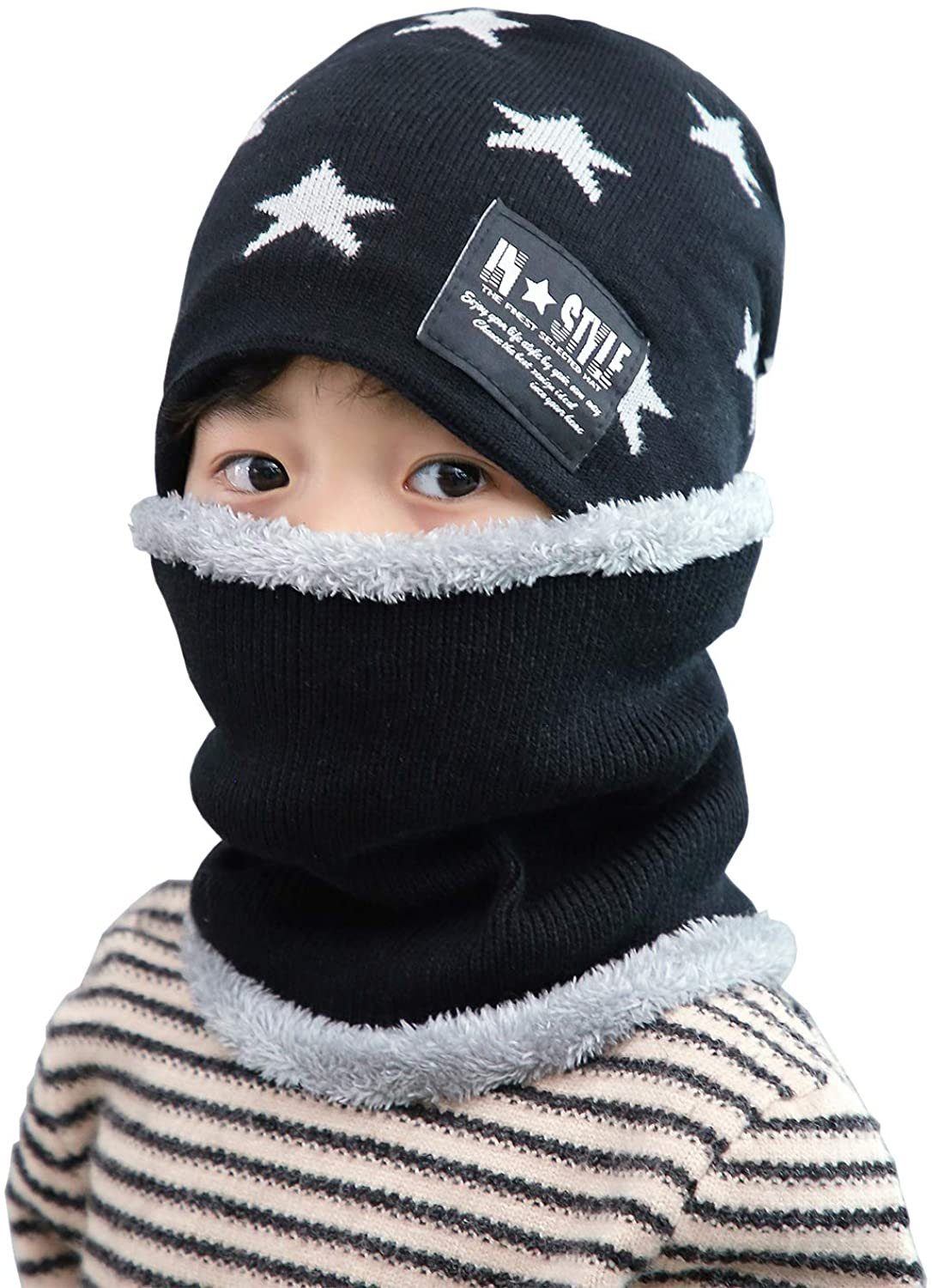 Alster Herz Fleecemütze Mütze Kinder mit Schlauchschal, Fleecefutter, Mütze+Loopschal, A0214 mitt Fleece, hält sehr warm