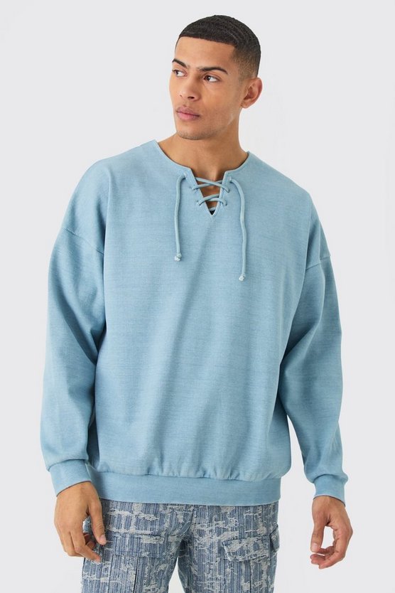 Gerippter Oversize Hockey-Pullover