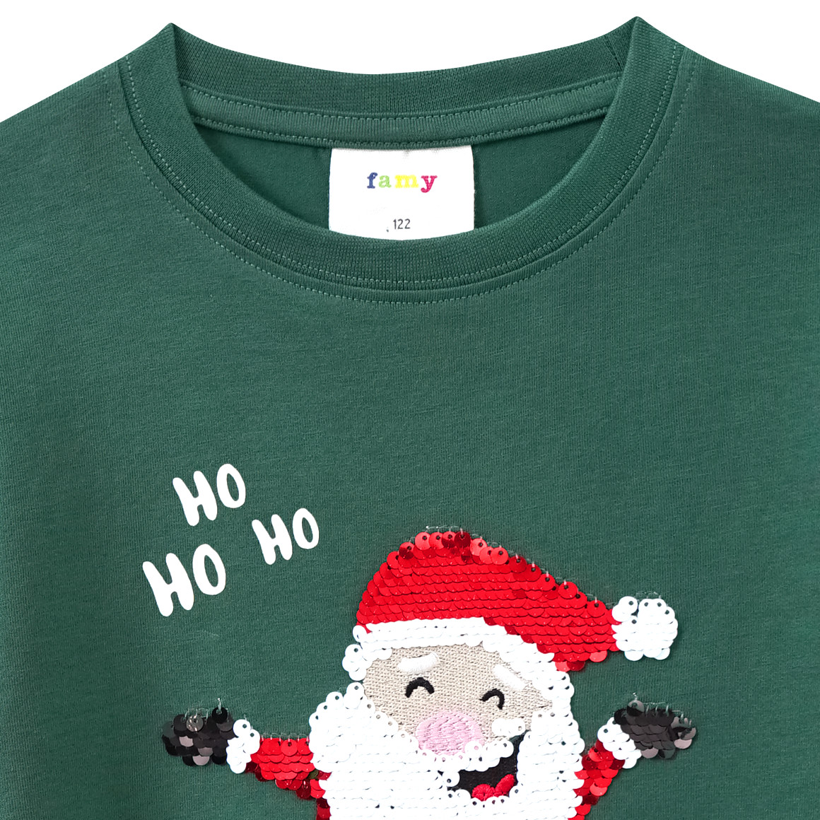 Jungen Weihnachtslangarmshirt mit Pailletten dunkelgrün