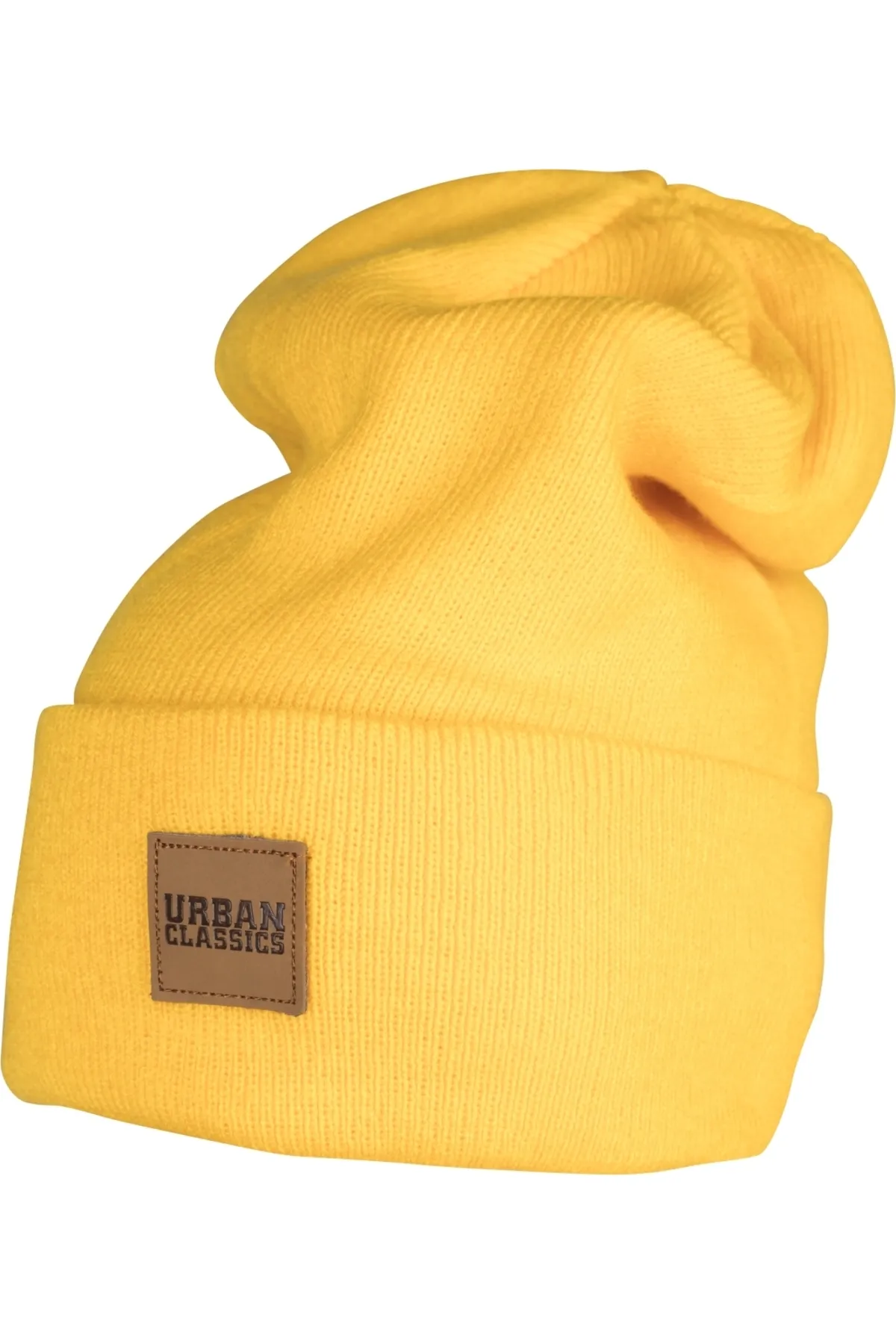Urban Classics  Unisex Lange Beanie mit Kunstlederpatch