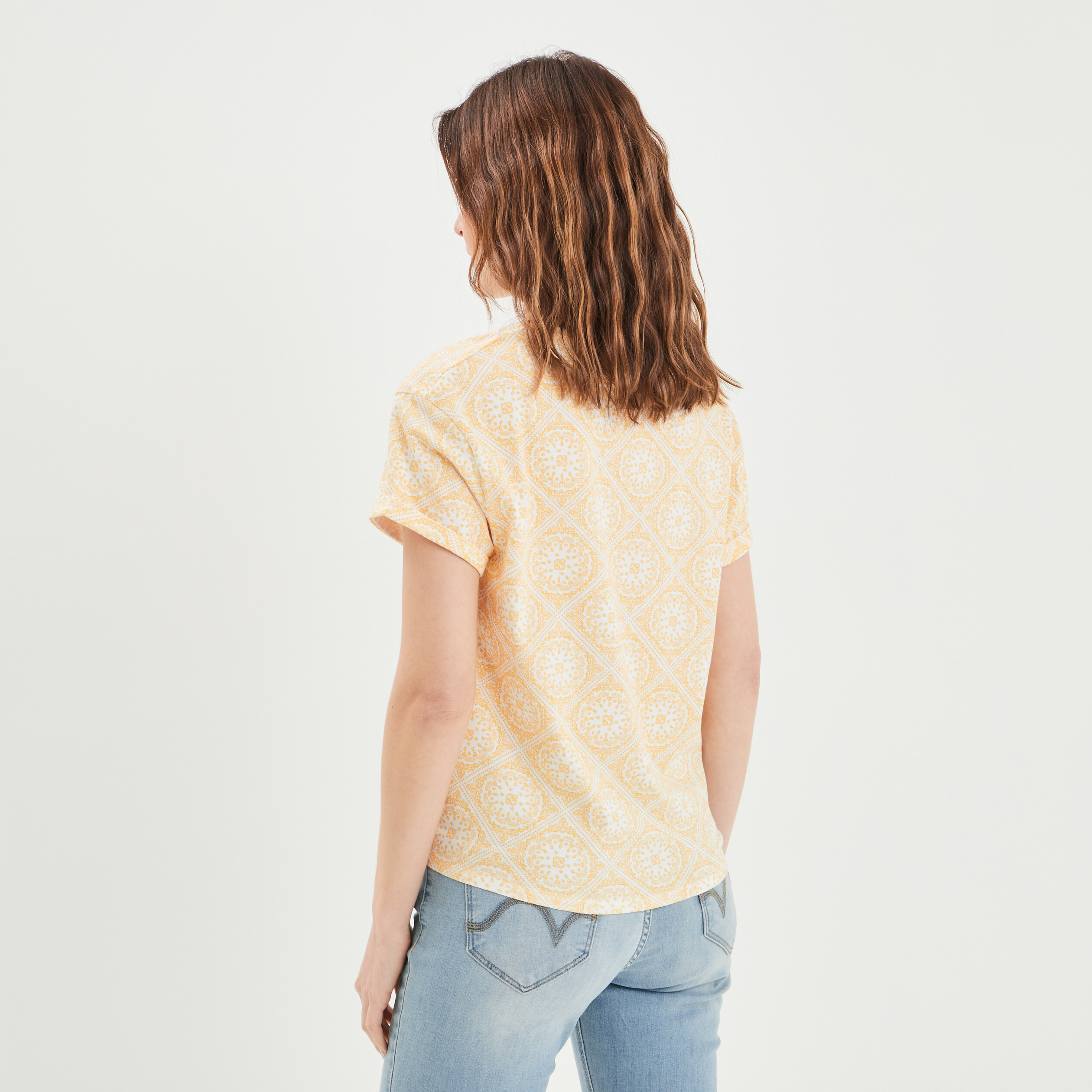 T-shirt manches courtes jaune femme | La Halle
