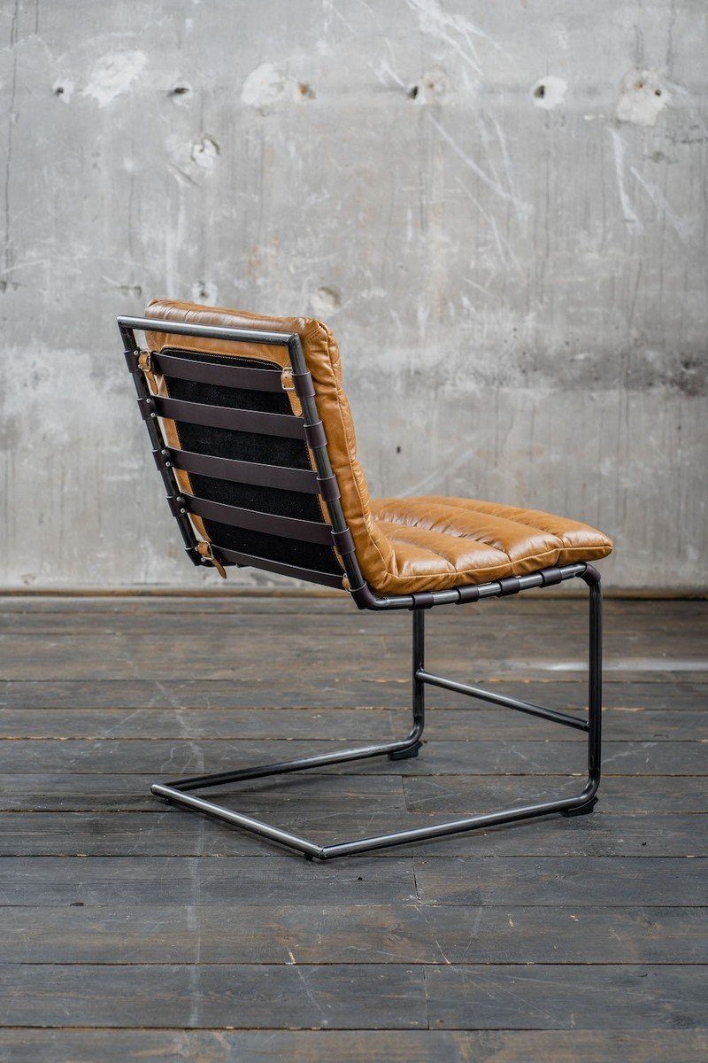 KAWOLA Esszimmerstuhl SIRY, Stuhl Freischwinger Leder cognac