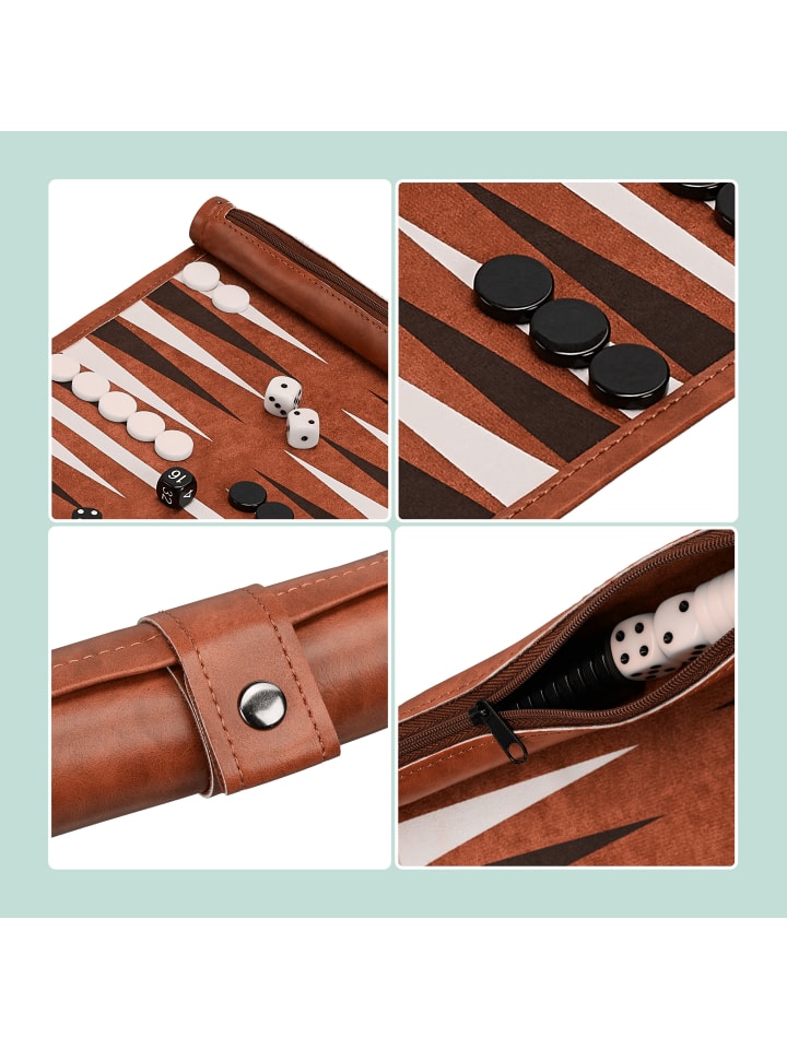 relaxdays Backgammon in Rotbraun günstig kaufen onesize
